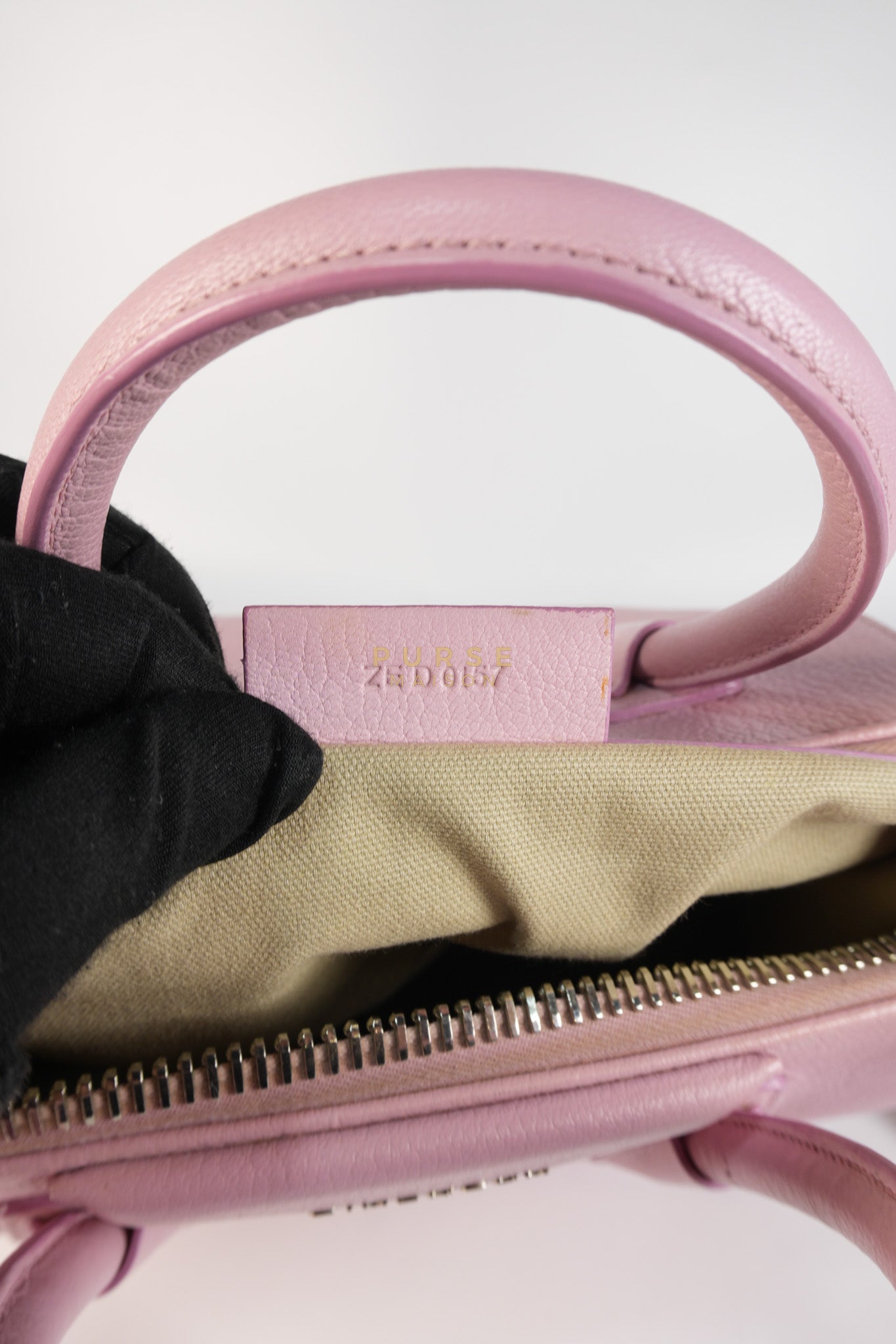 Antigona Small Bag in Pink Grained Calfskin Leather & Silver Hardware | Purse Maison Luxury Bags Shop