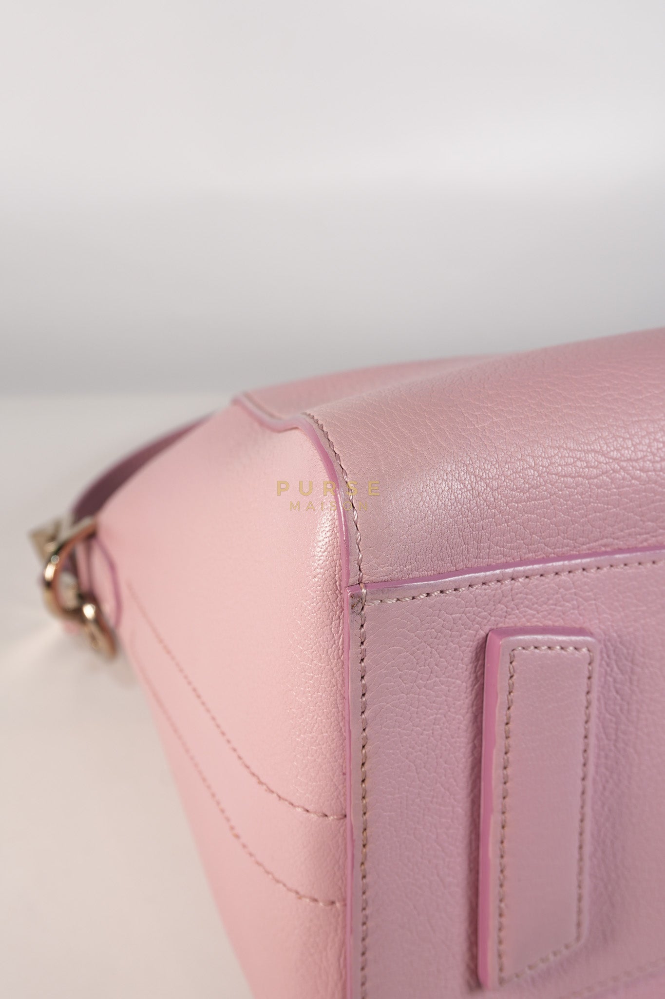 Antigona Small Bag in Pink Grained Calfskin Leather & Silver Hardware | Purse Maison Luxury Bags Shop