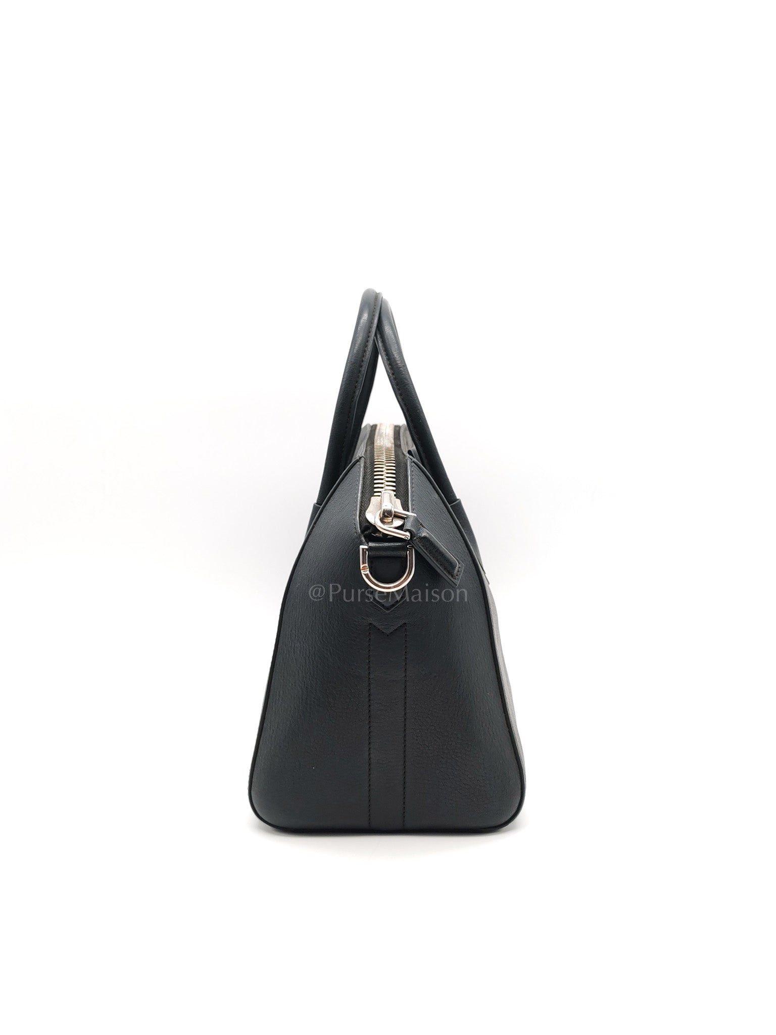Antigona Small in Back Goatskin Leather Silver Hardware | Purse Maison Luxury Bags Shop