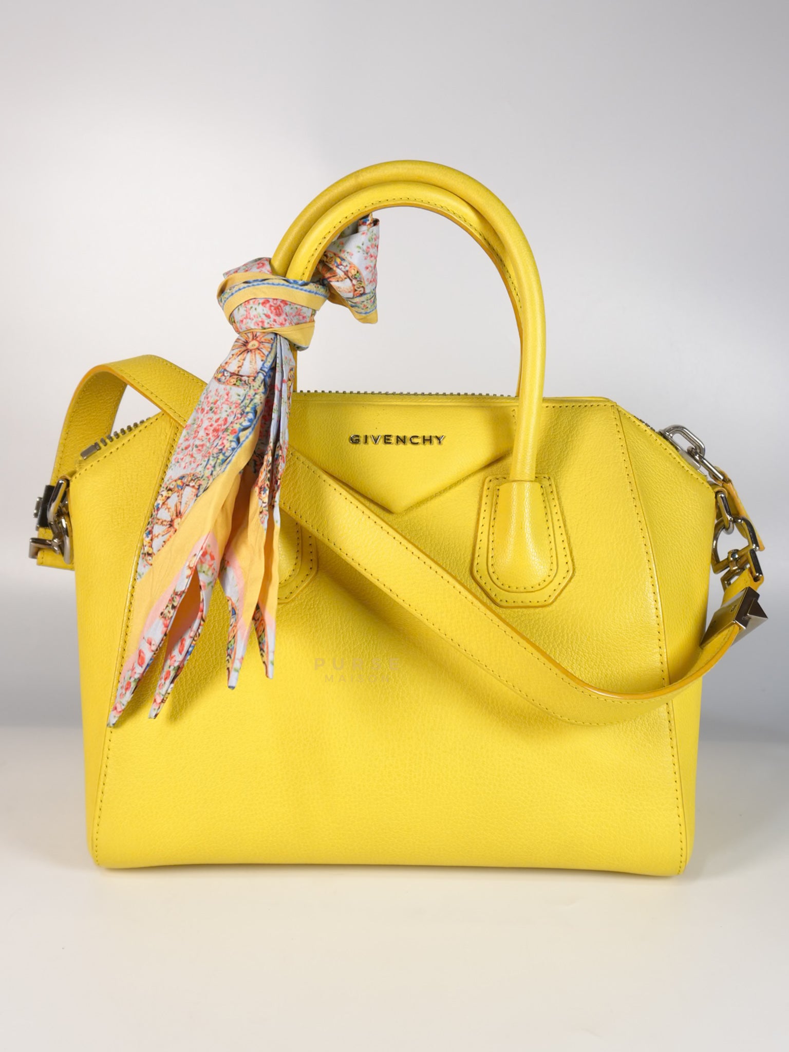 Antigona Small Yellow Drummed Calfskin Leather | Purse Maison Luxury Bags Shop