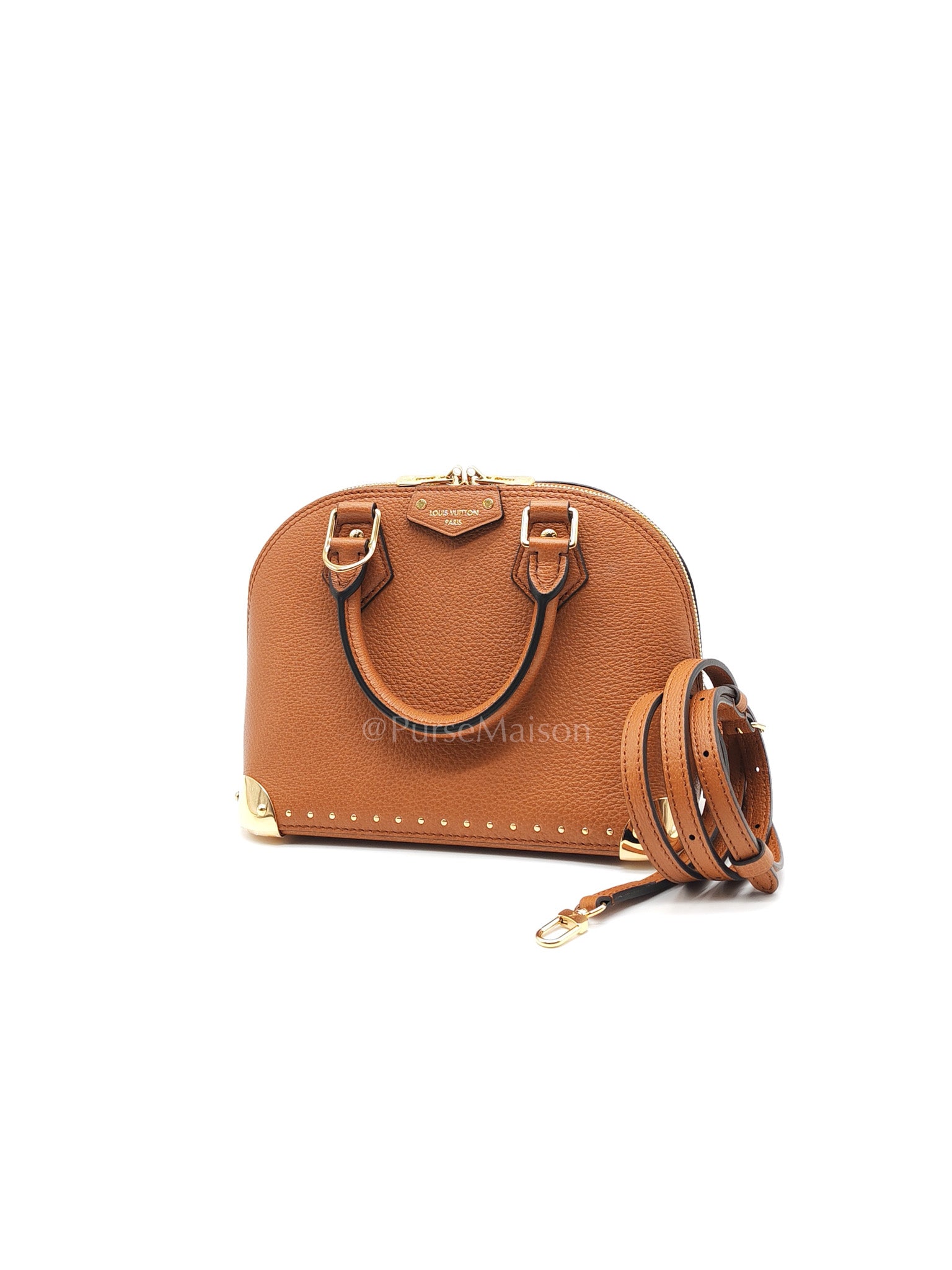 Alma Trunk BB in Tan Smooth Calfskin Leather & Gold Hardware Microchip