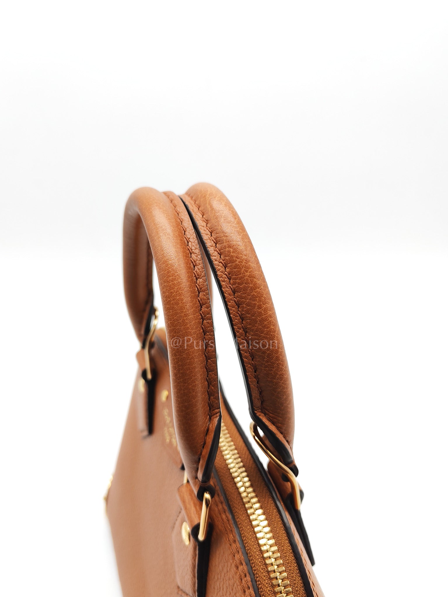 Alma Trunk BB in Tan Smooth Calfskin Leather & Gold Hardware Microchip