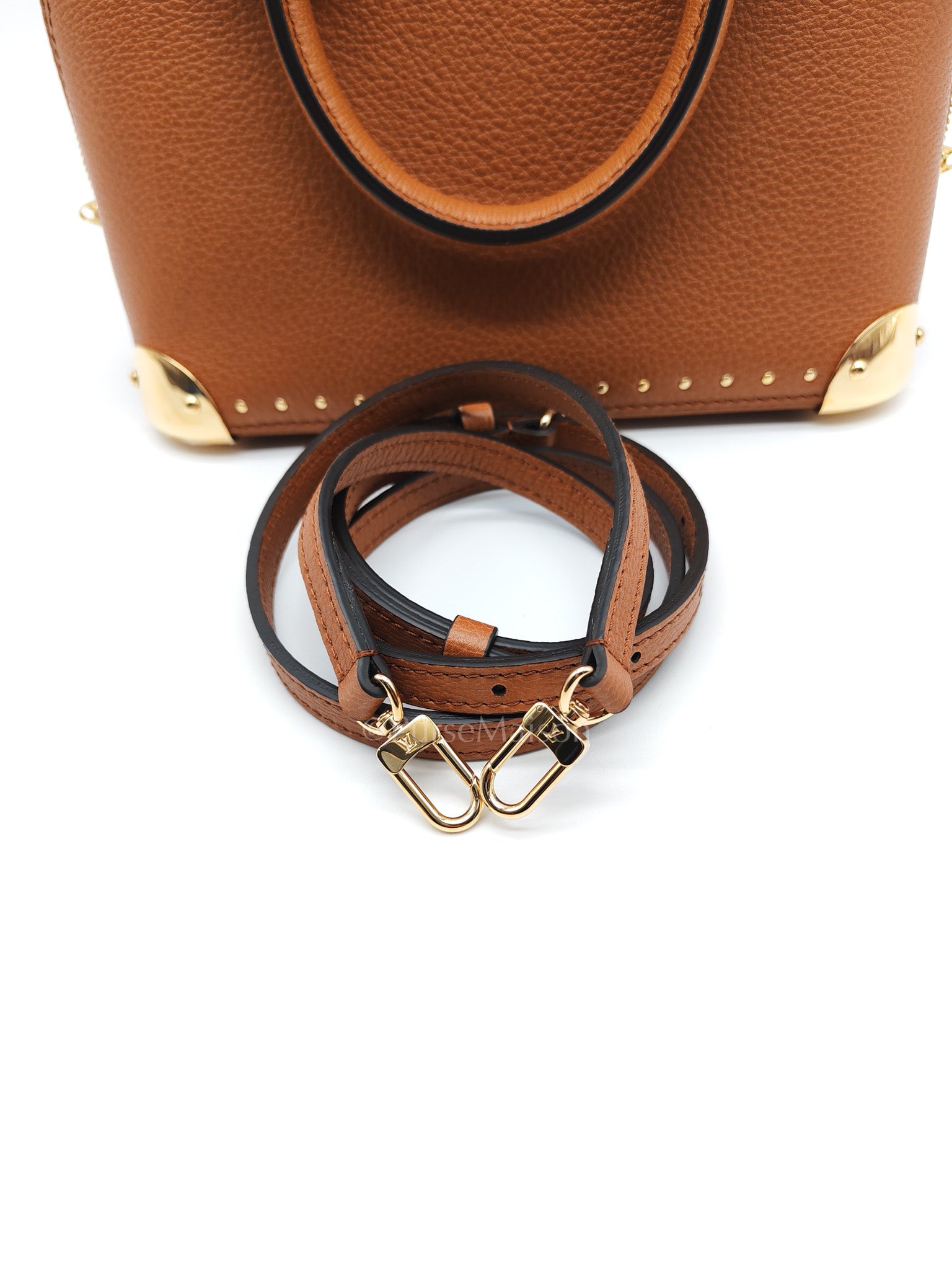 Alma Trunk BB in Tan Smooth Calfskin Leather & Gold Hardware Microchip