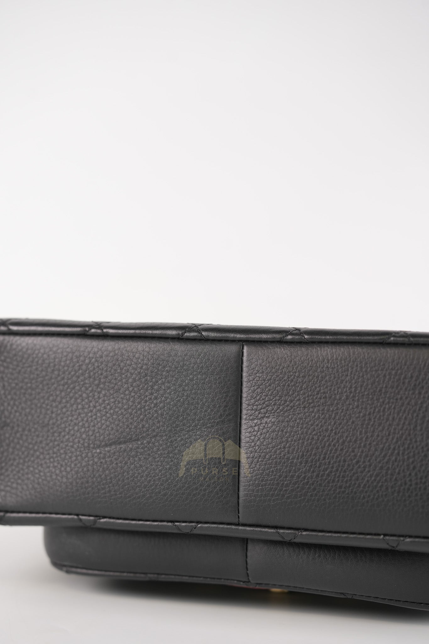 Archi Chic Small Shopping Tote in Black Quilted Grained Calfskin Leather Aged Gold Hardware (Series 25) | Purse Maison Luxury Bags Shop