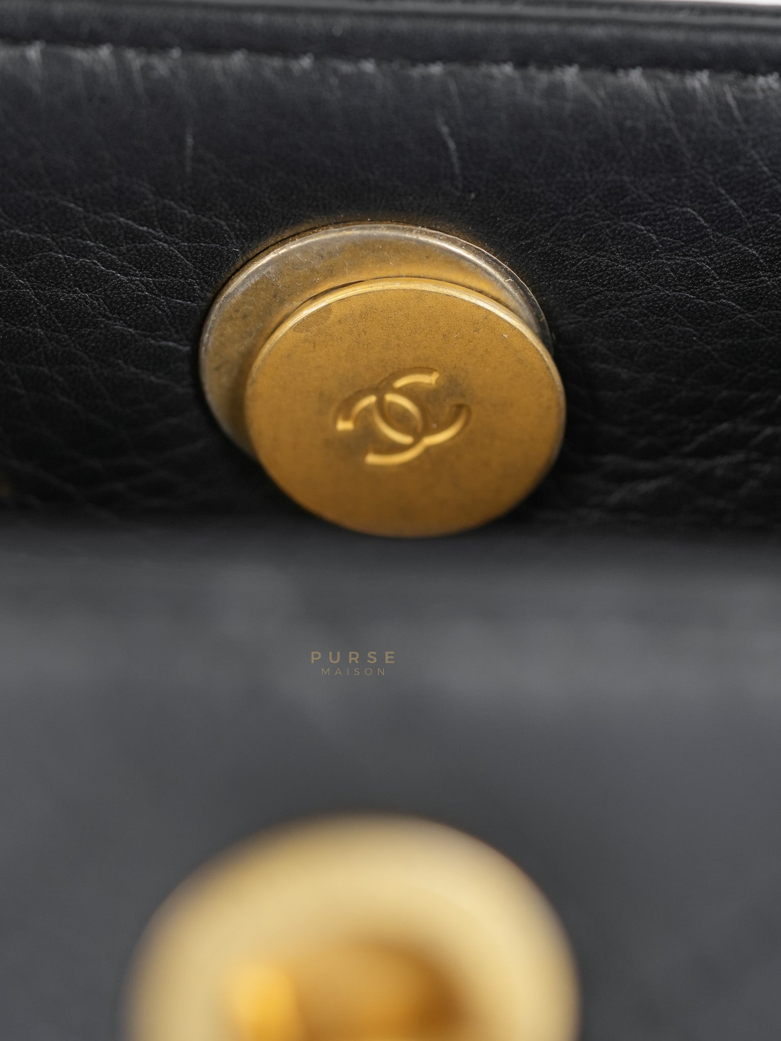 Archi Chic Small Shopping Tote in Black Quilted Grained Calfskin Leather & Aged Gold Hardware (Series 25) | Purse Maison Luxury Bags Shop