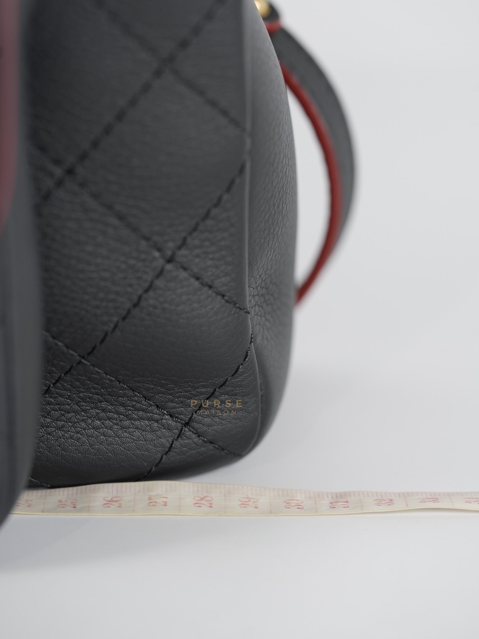Archi Chic Small Shopping Tote in Black Quilted Grained Calfskin Leather & Aged Gold Hardware (Series 25) | Purse Maison Luxury Bags Shop
