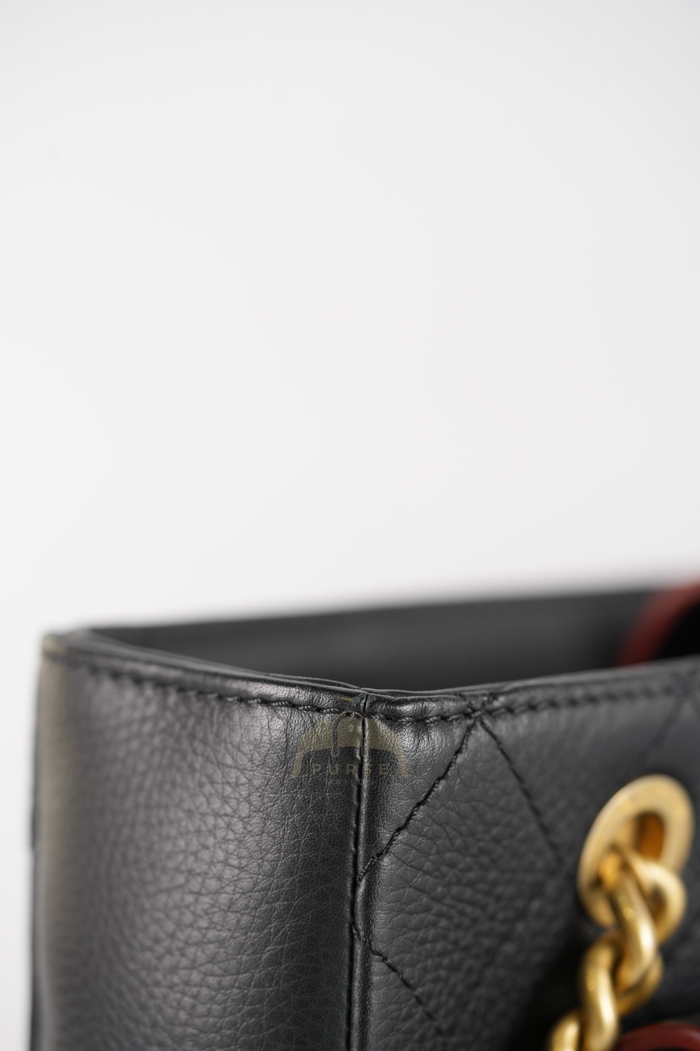 Archi Chic Small Shopping Tote in Black Quilted Grained Calfskin Leather Aged Gold Hardware (Series 25) | Purse Maison Luxury Bags Shop