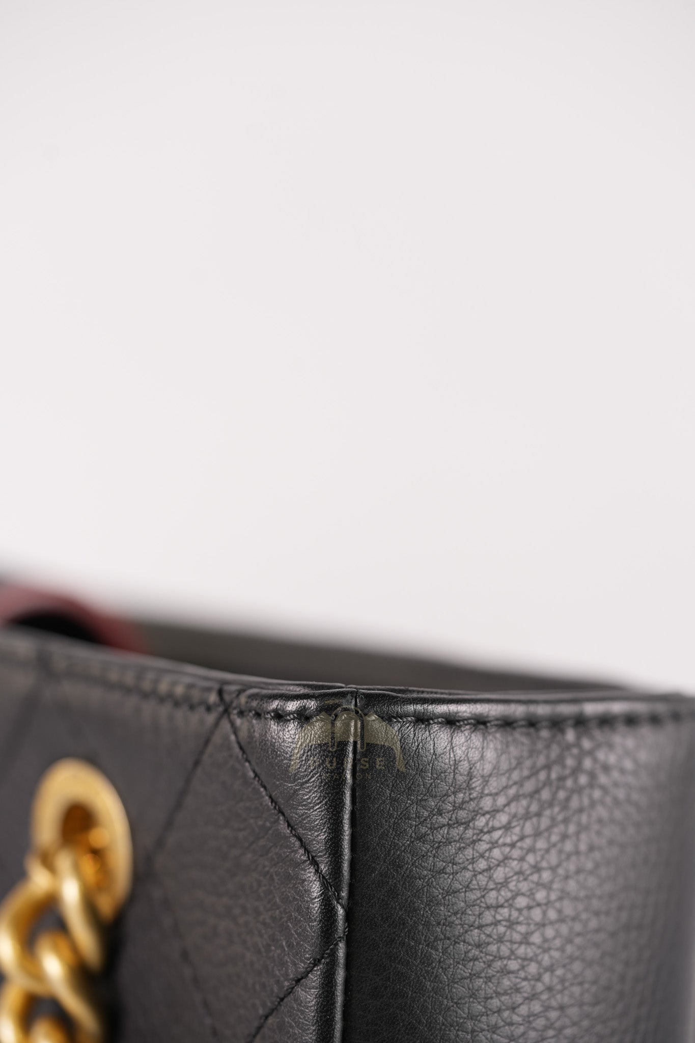 Archi Chic Small Shopping Tote in Black Quilted Grained Calfskin Leather Aged Gold Hardware (Series 25) | Purse Maison Luxury Bags Shop