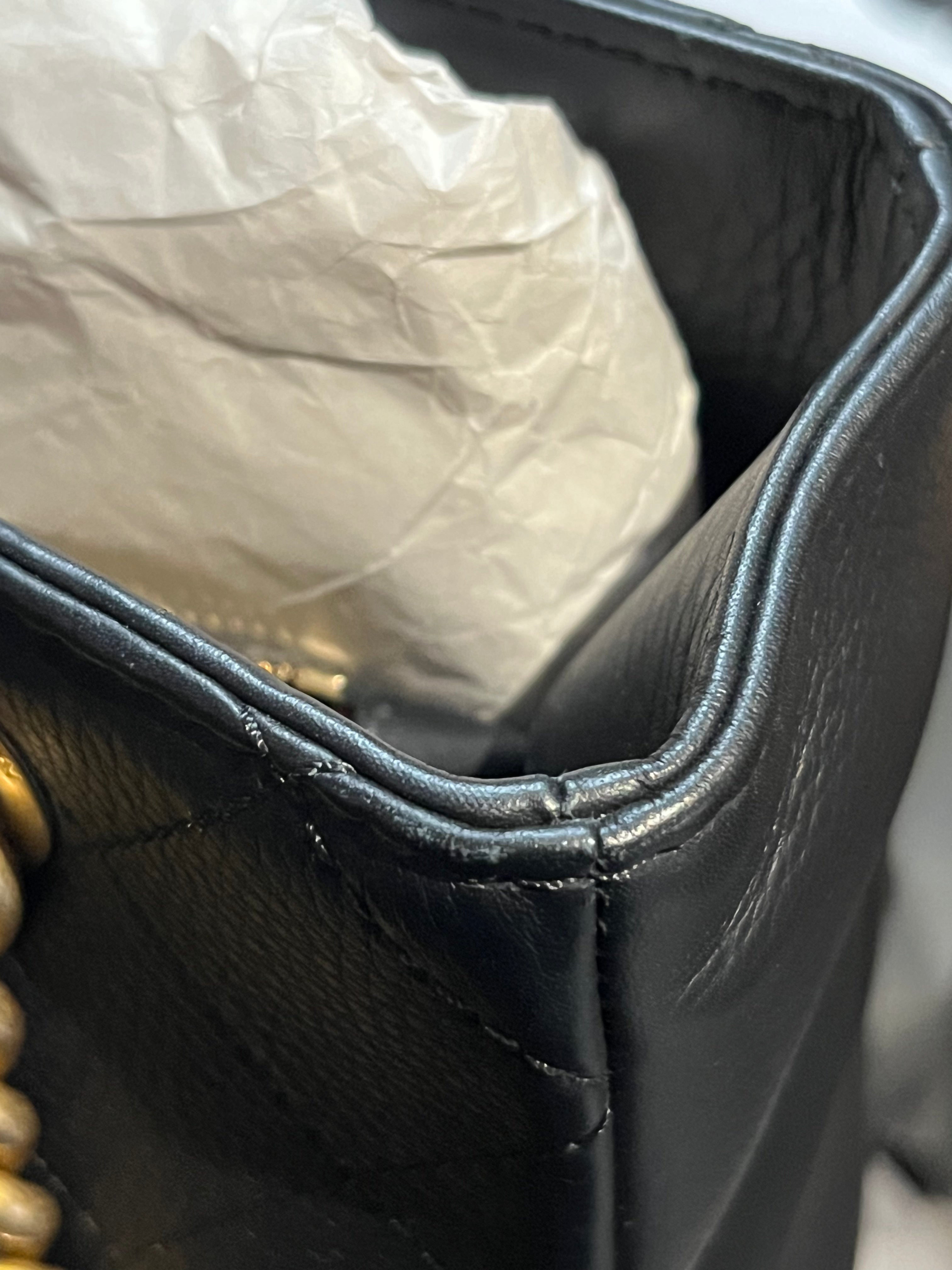 Archi Chic Small Shopping Tote in Black Quilted Grained Calfskin Leather & Aged Gold Hardware (Series 25) | Purse Maison Luxury Bags Shop