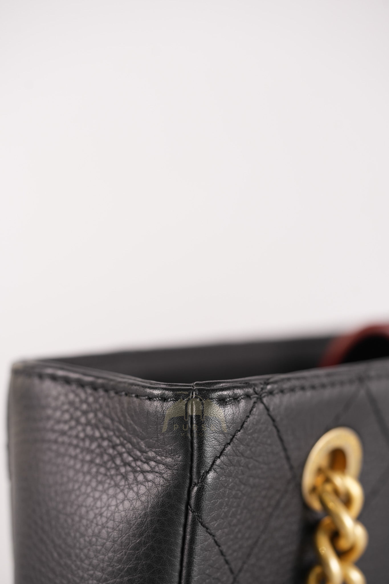 Archi Chic Small Shopping Tote in Black Quilted Grained Calfskin Leather Aged Gold Hardware (Series 25) | Purse Maison Luxury Bags Shop