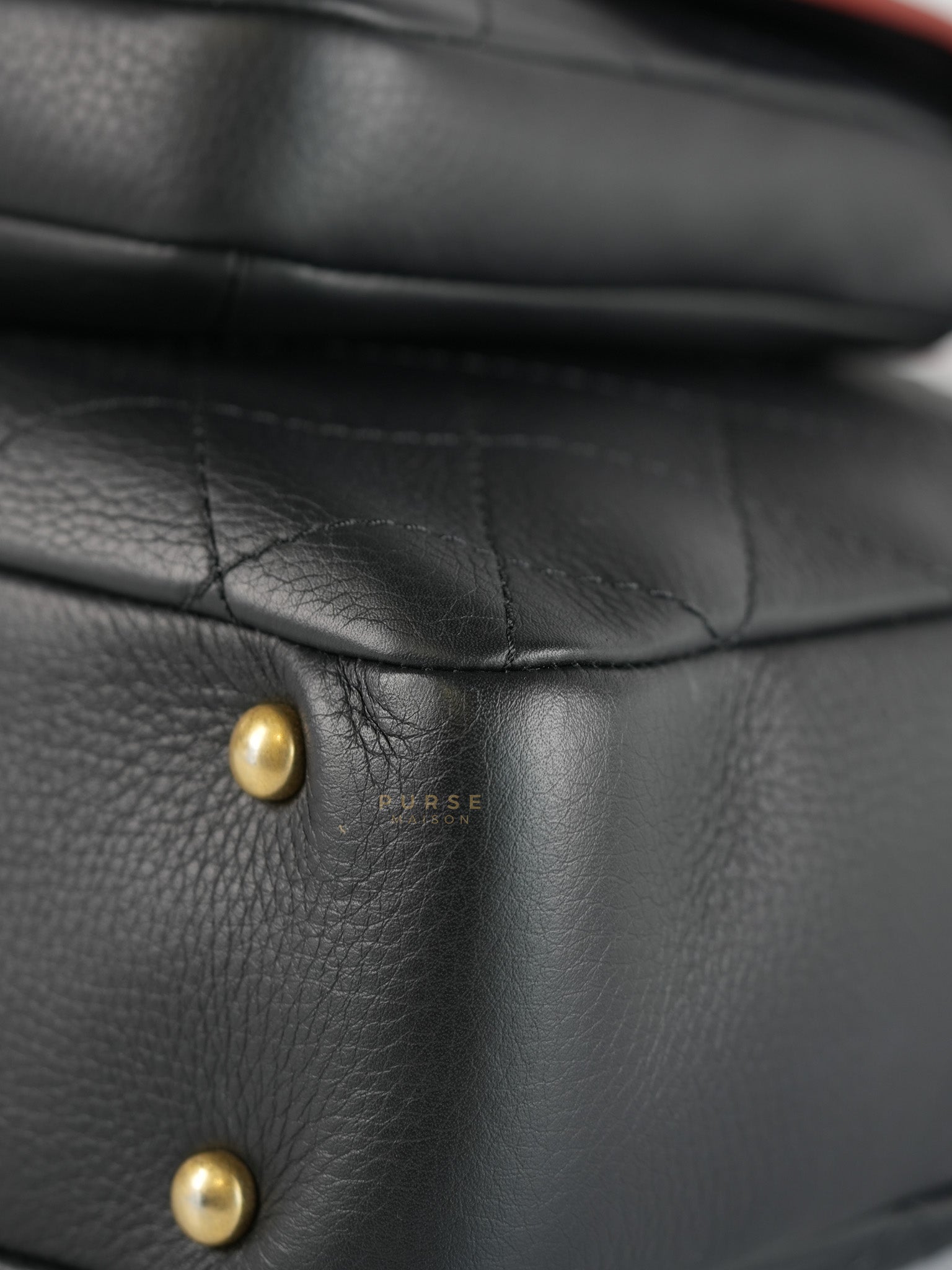Archi Chic Small Shopping Tote in Black Quilted Grained Calfskin Leather & Aged Gold Hardware (Series 25) | Purse Maison Luxury Bags Shop