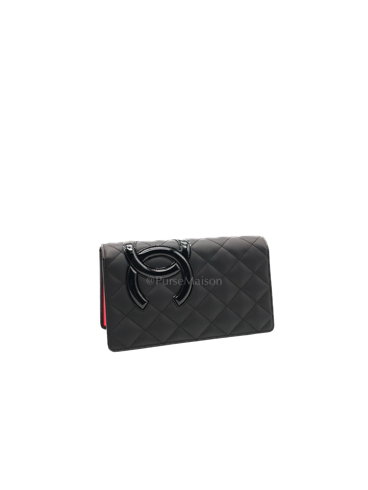 Cambon Ligne Long Wallet in Black Calfskin Leather Series 21
