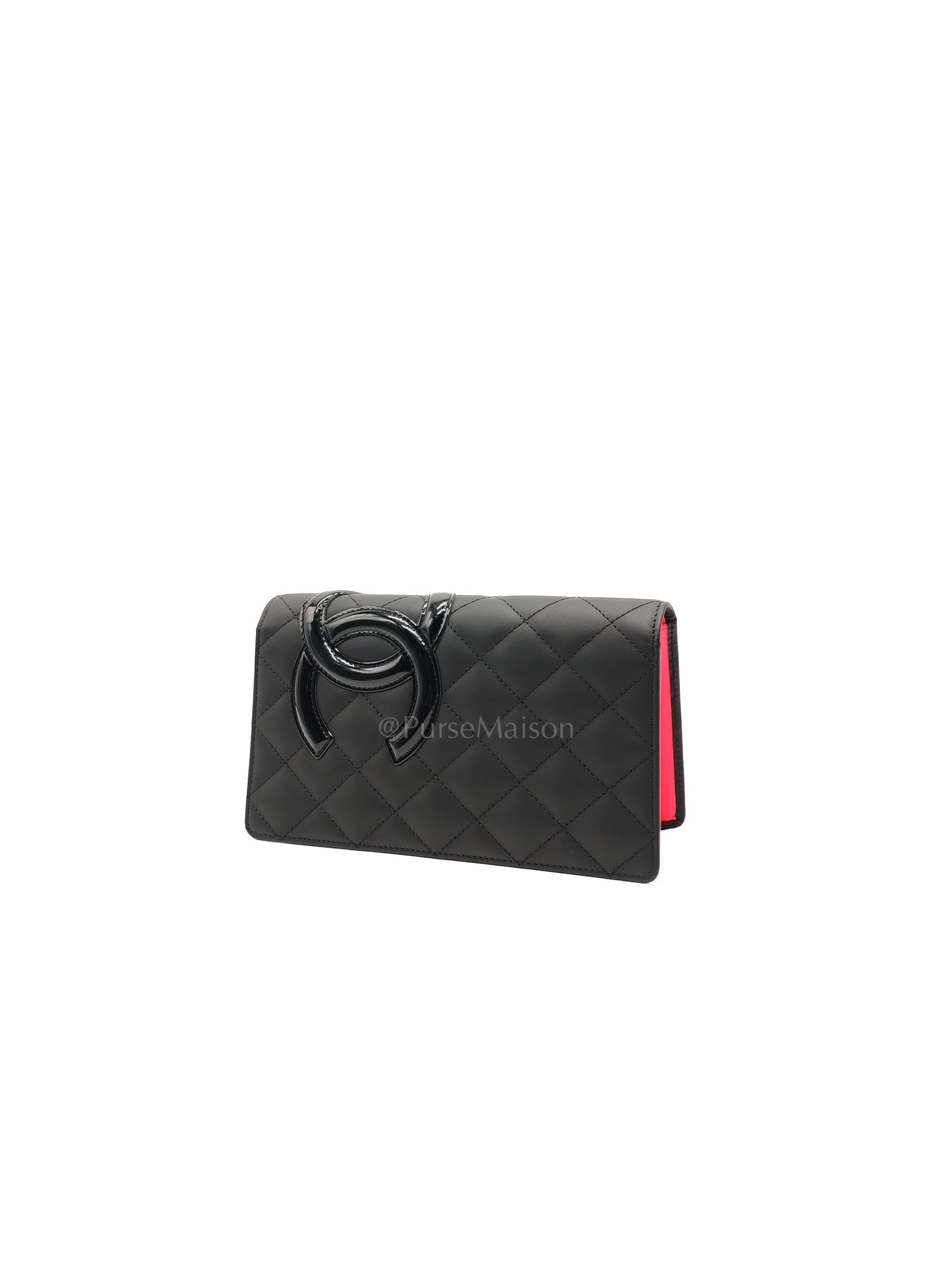 Cambon Ligne Long Wallet in Black Calfskin Leather Series 21
