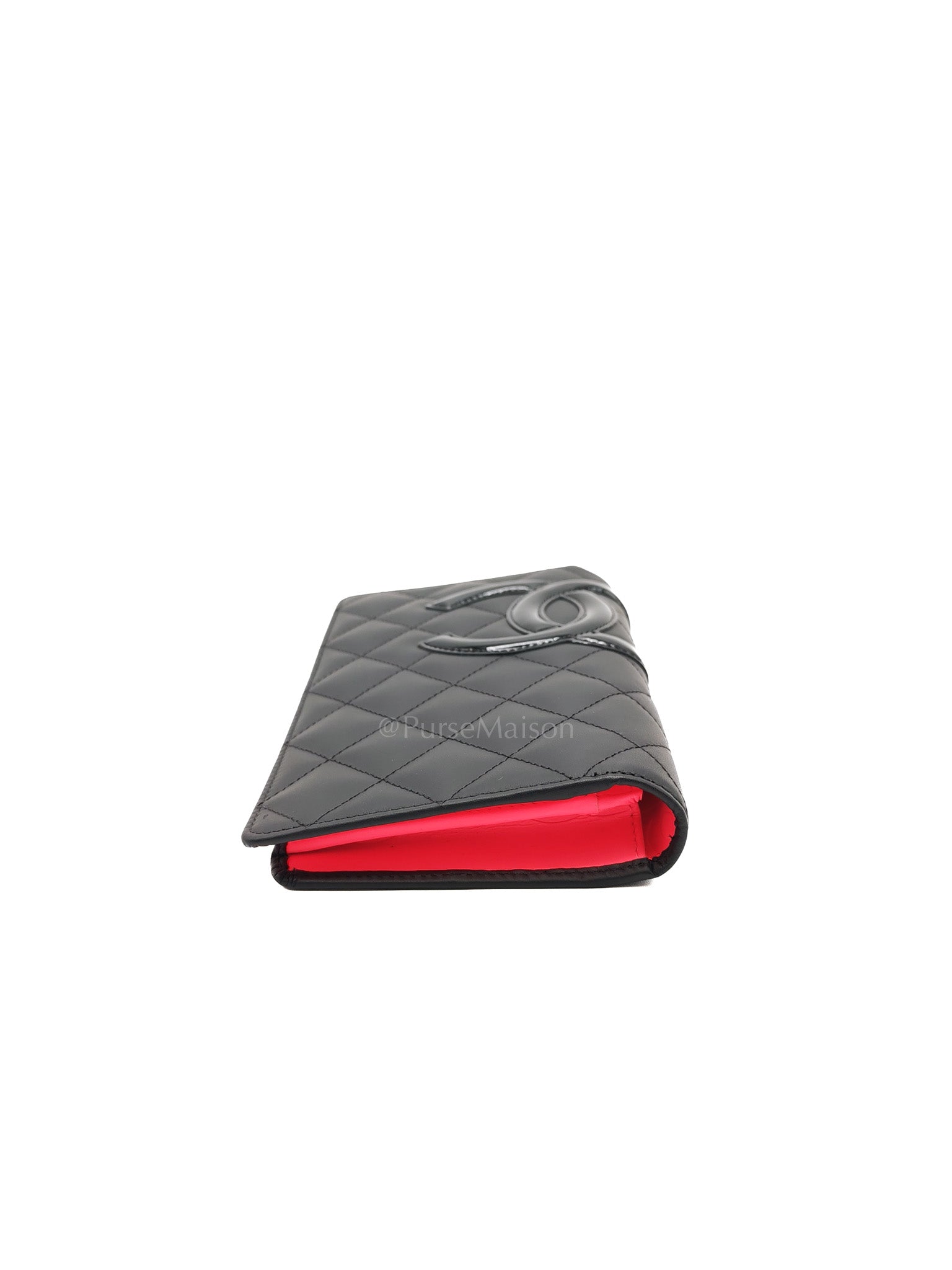 Cambon Ligne Long Wallet in Black Calfskin Leather Series 21