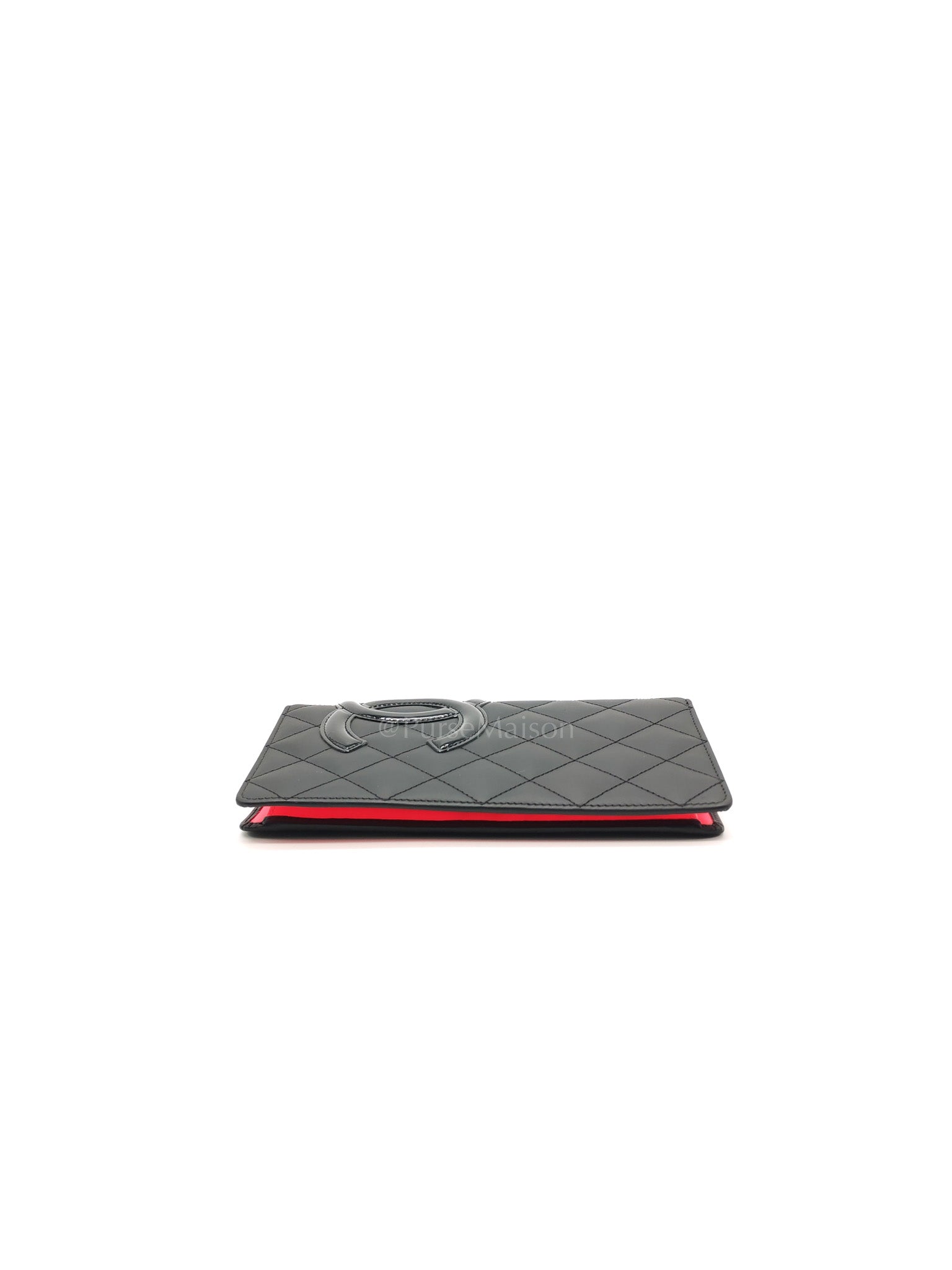 Cambon Ligne Long Wallet in Black Calfskin Leather Series 21