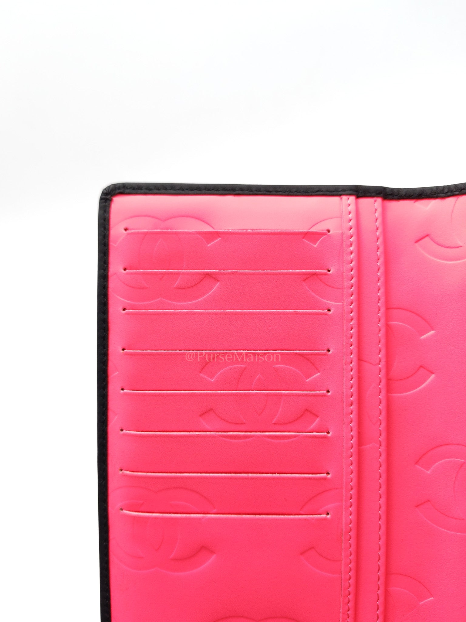 Cambon Ligne Long Wallet in Black Calfskin Leather Series 21