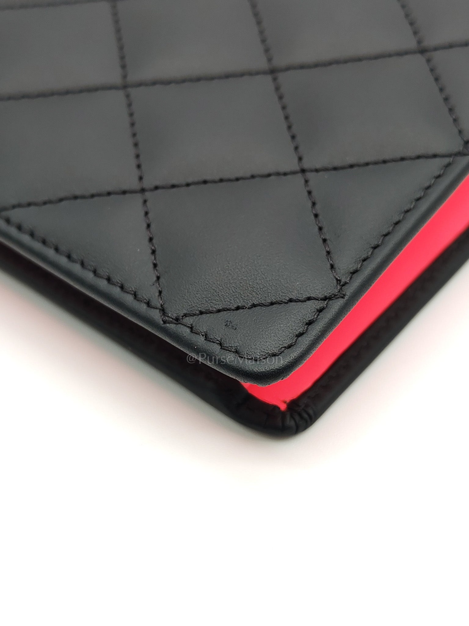 Cambon Ligne Long Wallet in Black Calfskin Leather Series 21