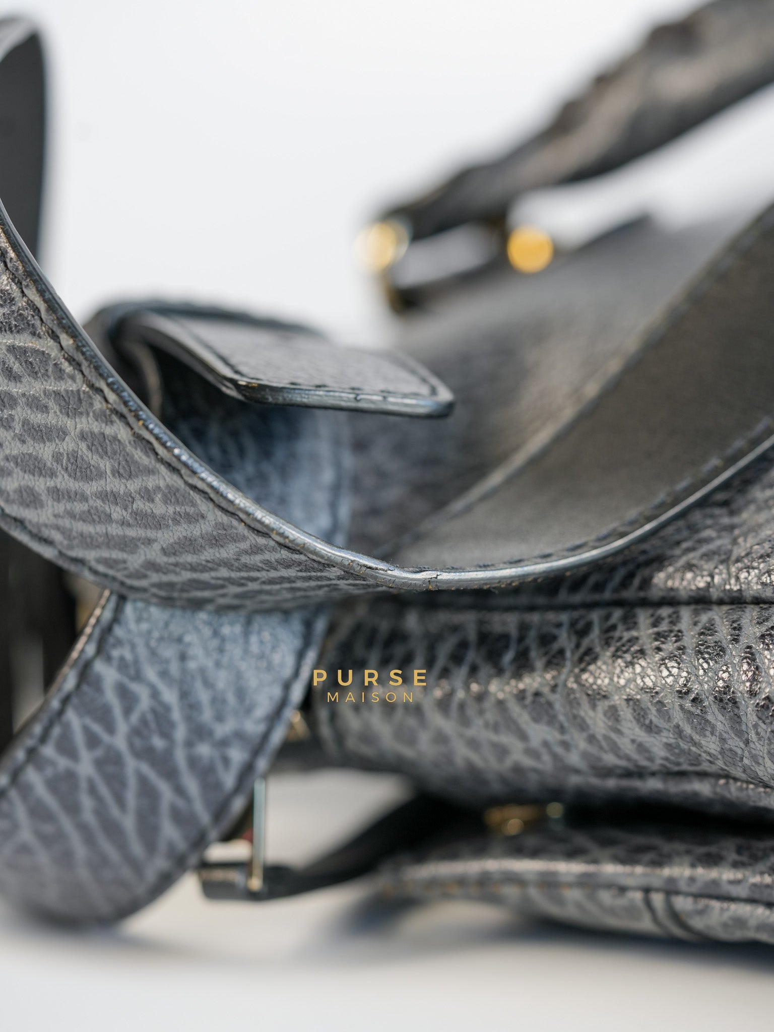 Arena Brief Case Shoulder Bag in Black Lambskin Leather | Purse Maison Luxury Bags Shop