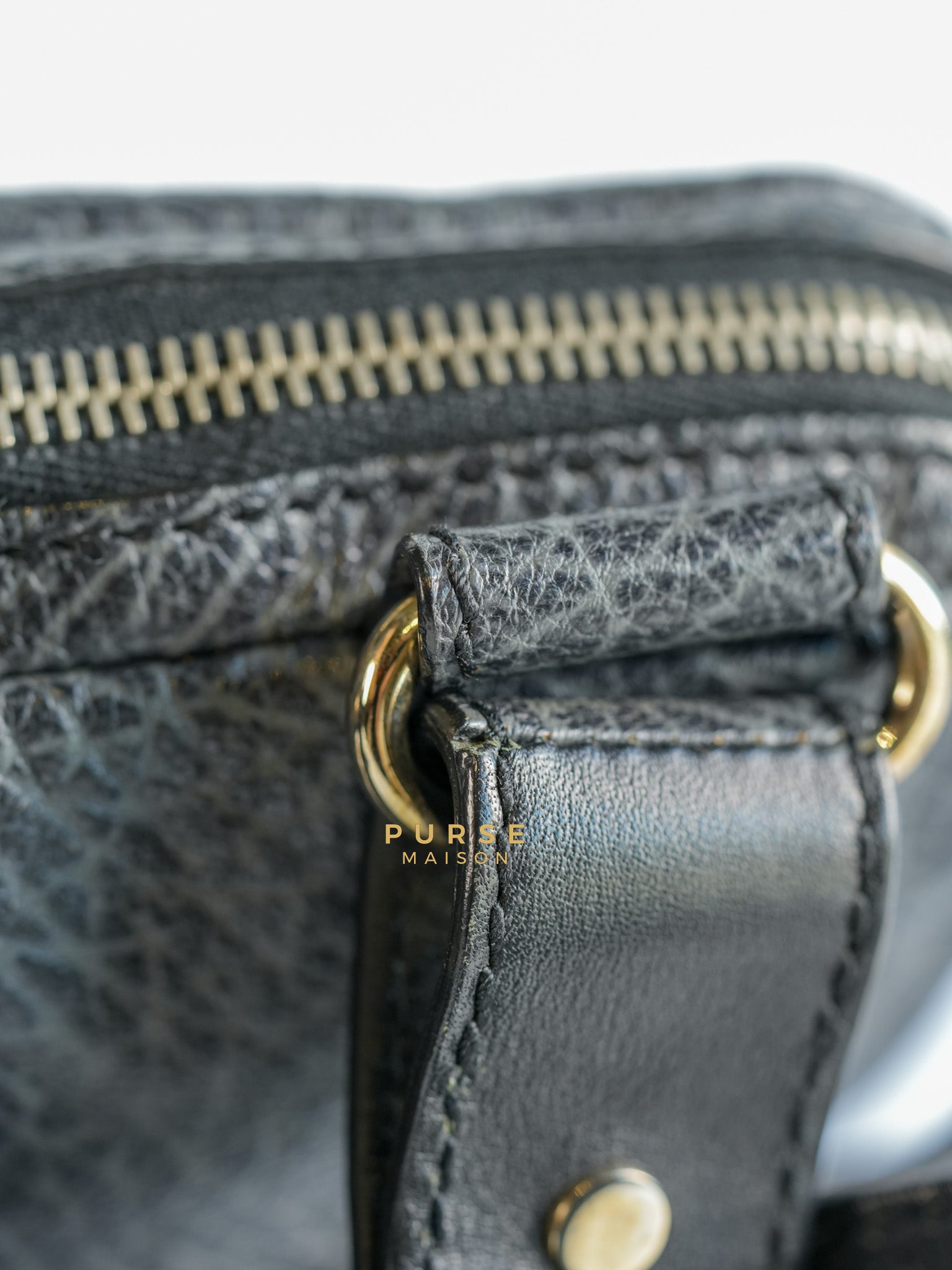 Arena Brief Case Shoulder Bag in Black Lambskin Leather | Purse Maison Luxury Bags Shop
