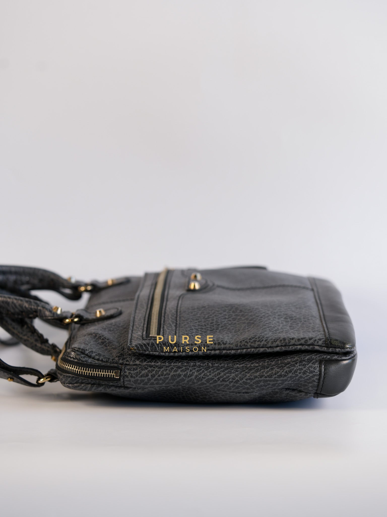 Arena Brief Case Shoulder Bag in Black Lambskin Leather | Purse Maison Luxury Bags Shop