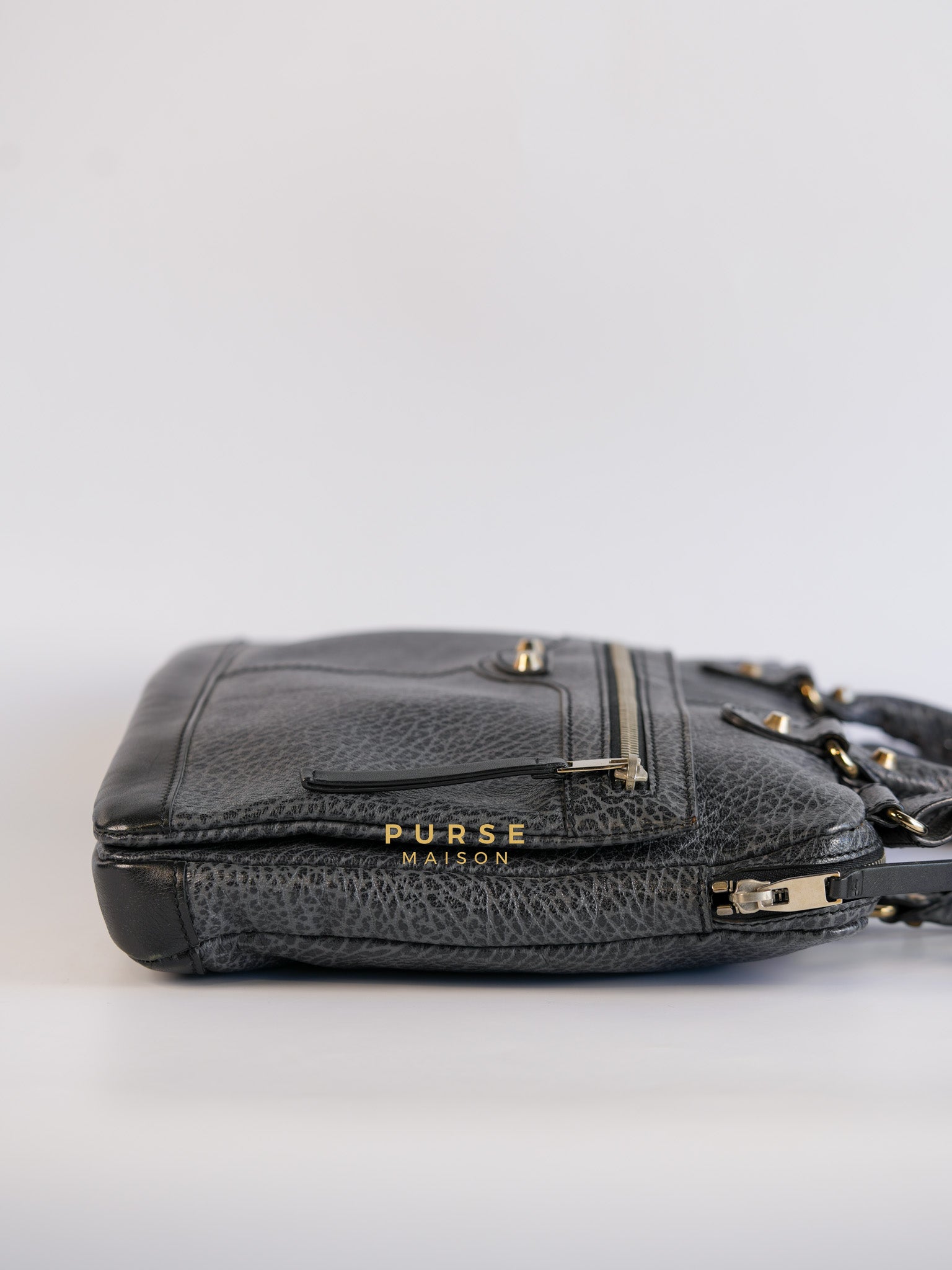 Arena Brief Case Shoulder Bag in Black Lambskin Leather | Purse Maison Luxury Bags Shop