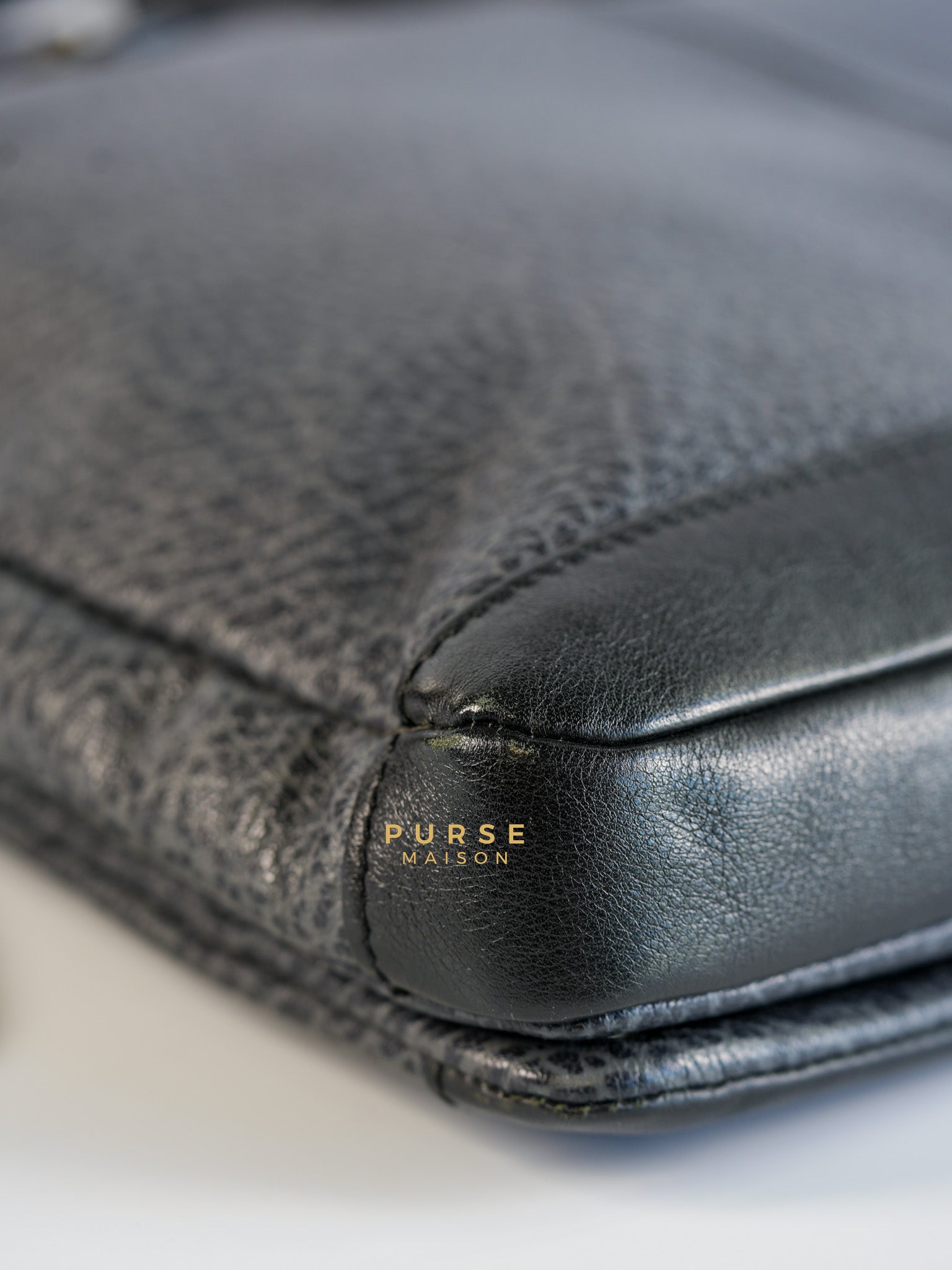 Arena Brief Case Shoulder Bag in Black Lambskin Leather | Purse Maison Luxury Bags Shop