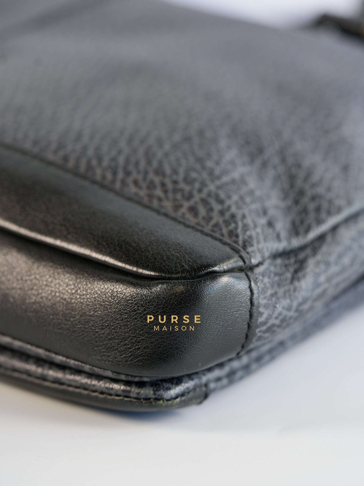 Arena Brief Case Shoulder Bag in Black Lambskin Leather | Purse Maison Luxury Bags Shop