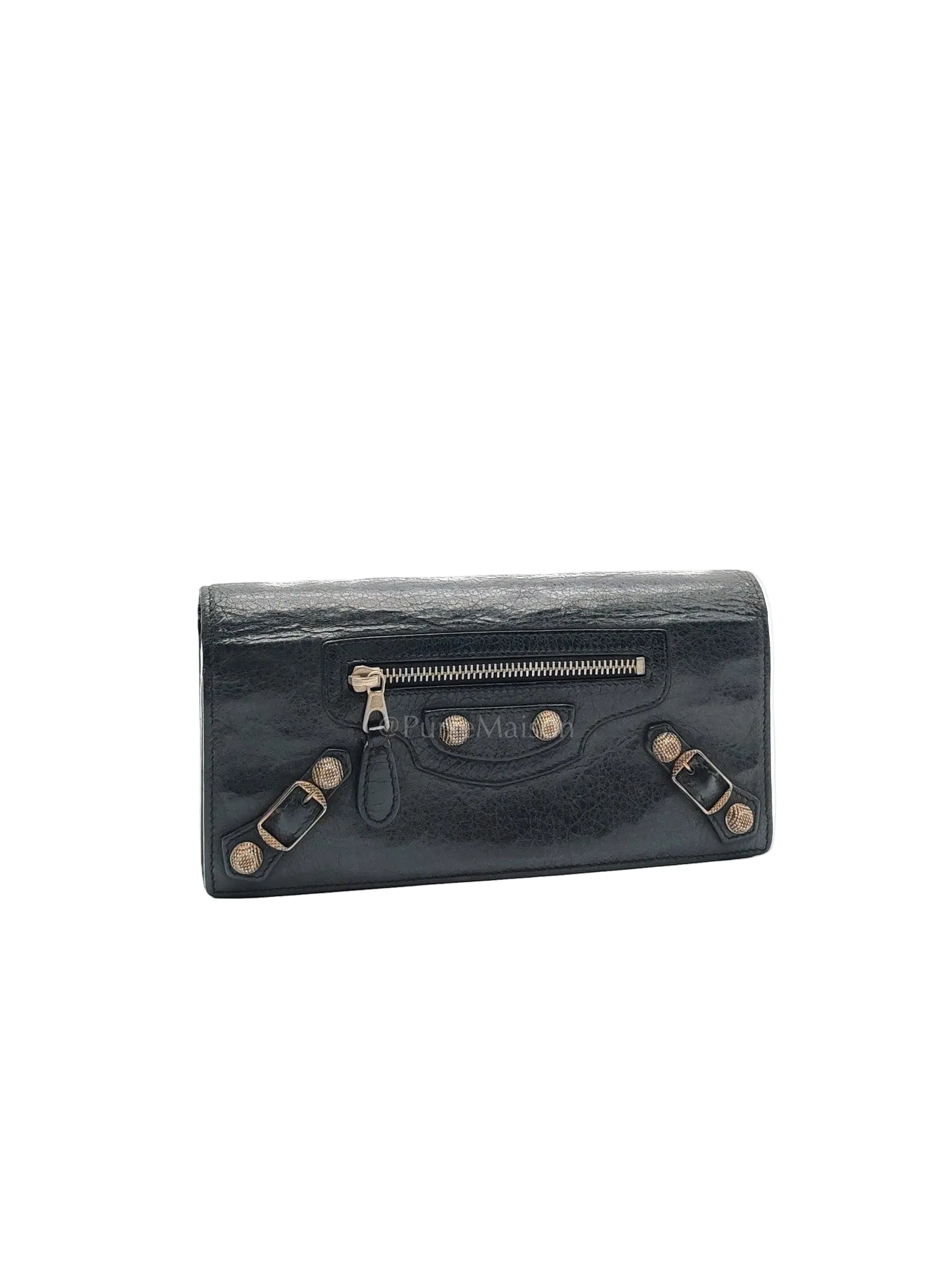 Arena Giant Continental Wallet in Black Leather | Purse Maison Luxury Bags Shop