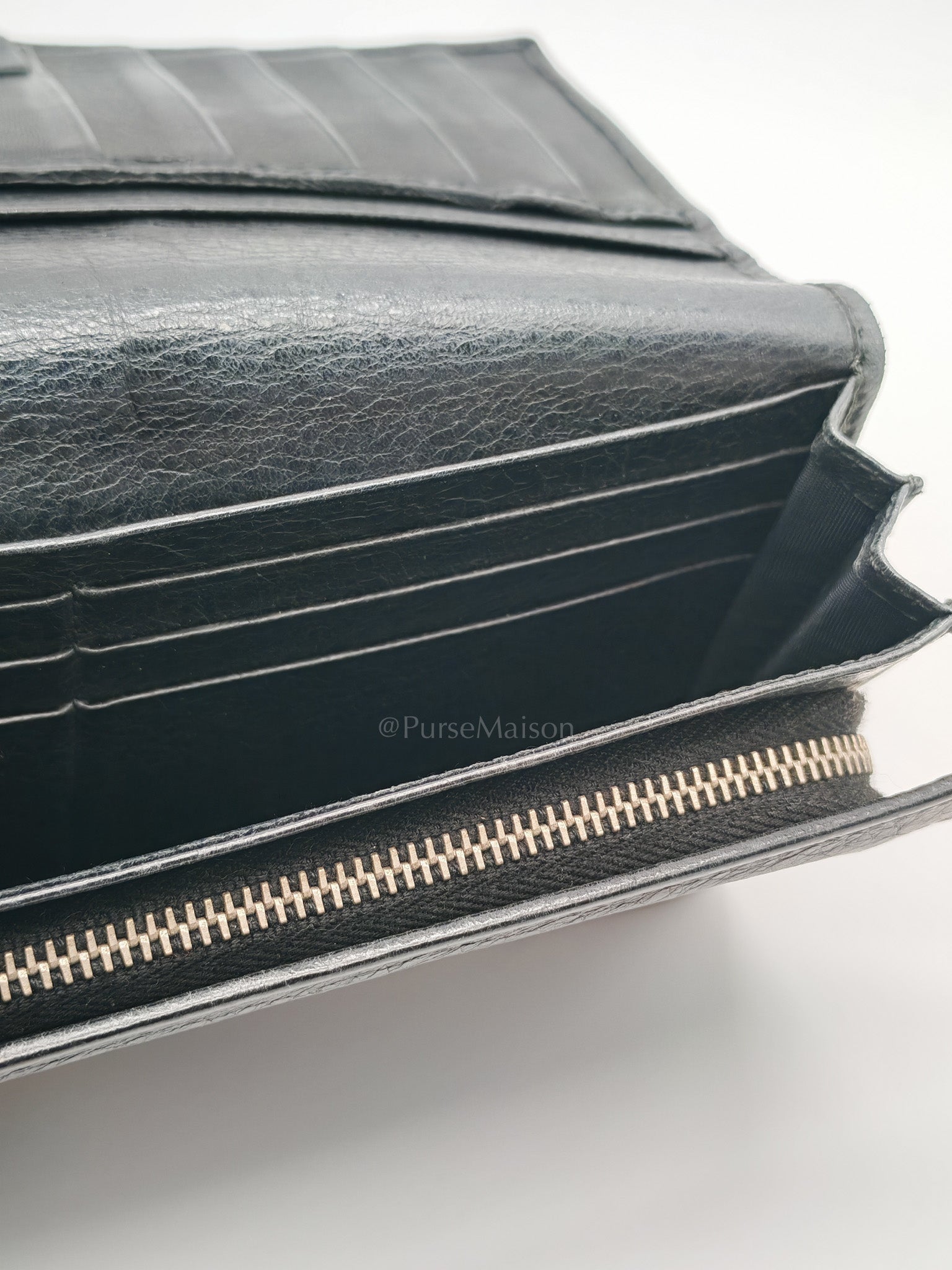 Arena Giant Continental Wallet in Black Leather | Purse Maison Luxury Bags Shop