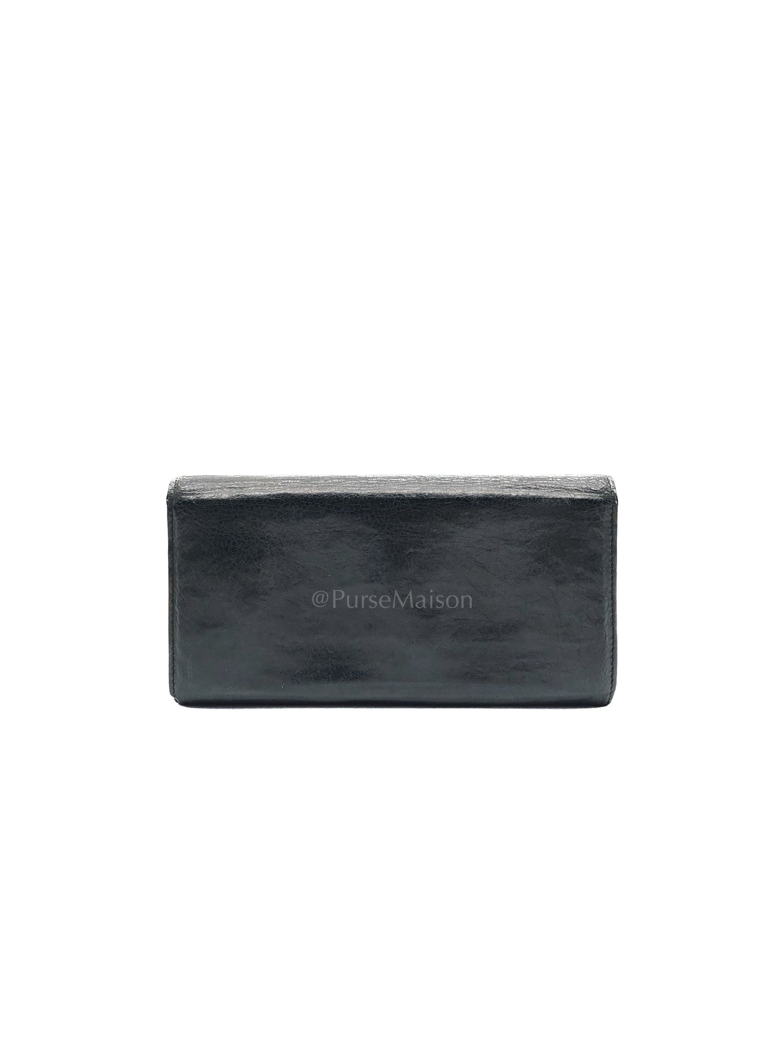 Arena Giant Continental Wallet in Black Leather | Purse Maison Luxury Bags Shop