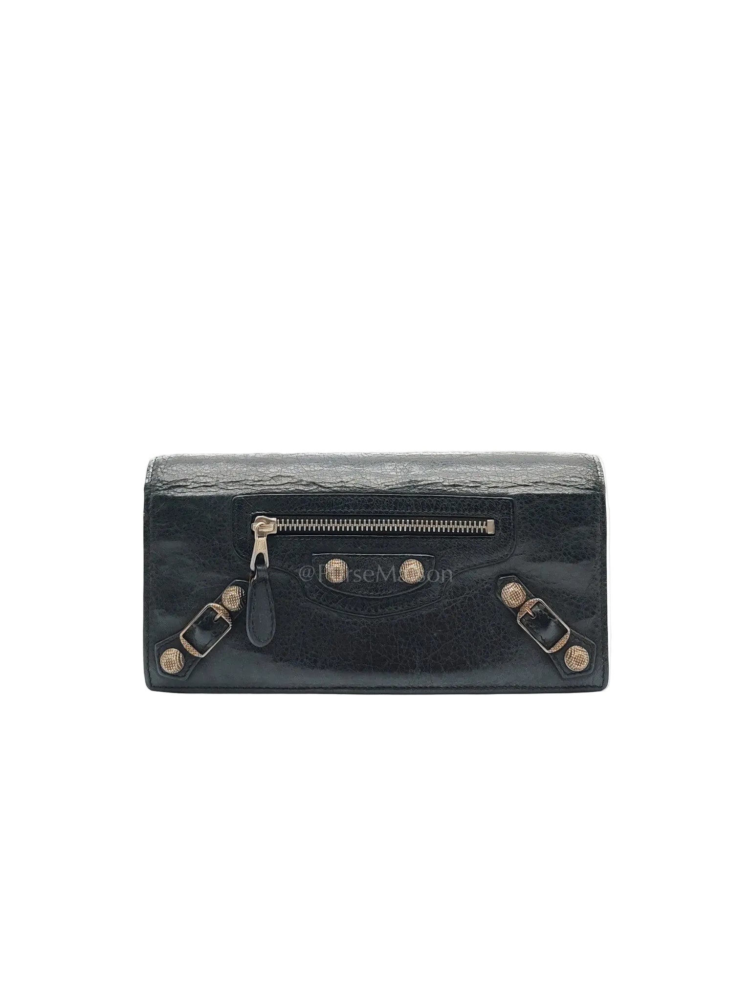 Arena Giant Continental Wallet in Black Leather | Purse Maison Luxury Bags Shop