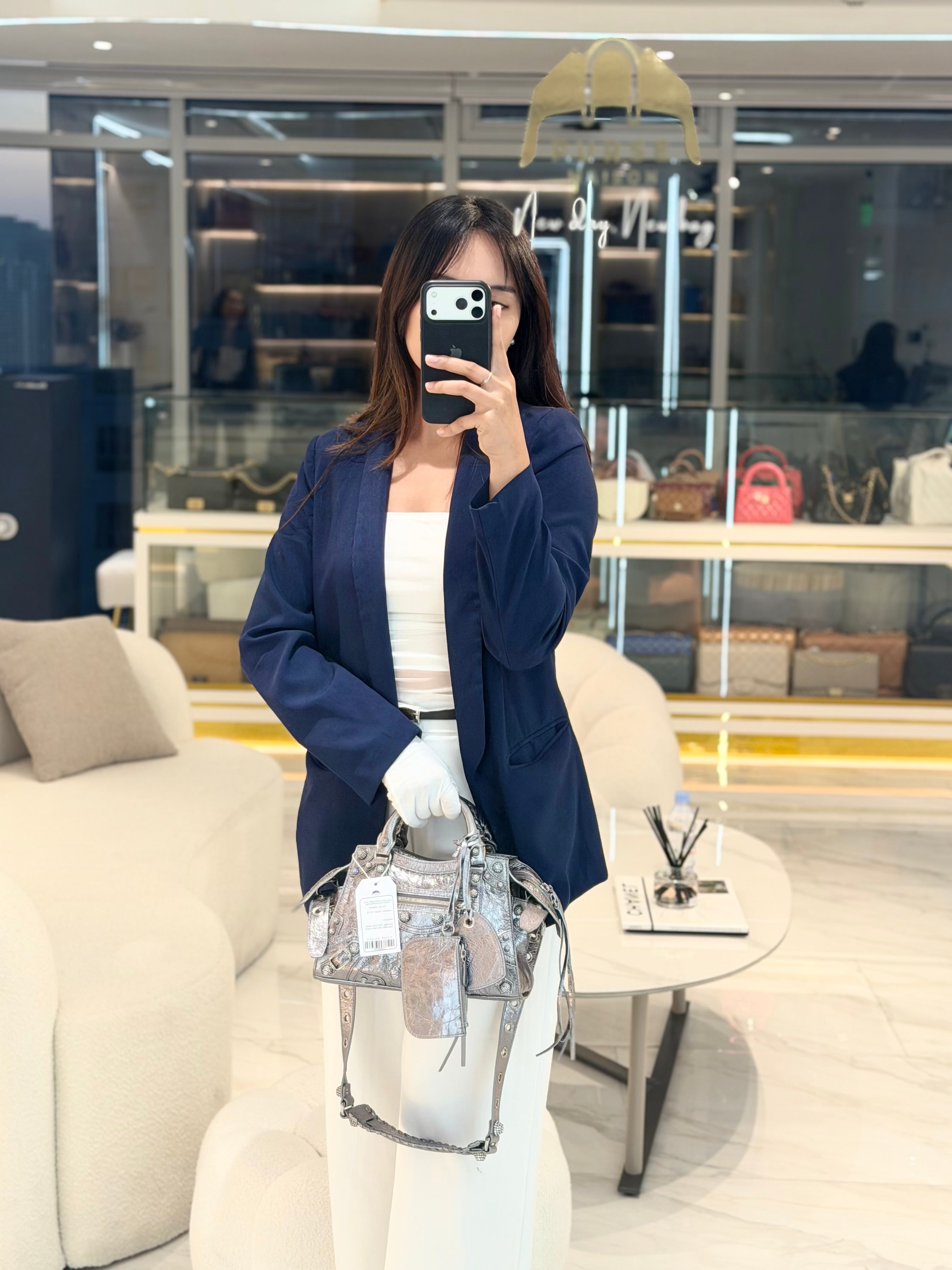 Arena Silver Crystal Metallic Leather Diamond Stud Crossbody Bag | Purse Maison Luxury Bags Shop