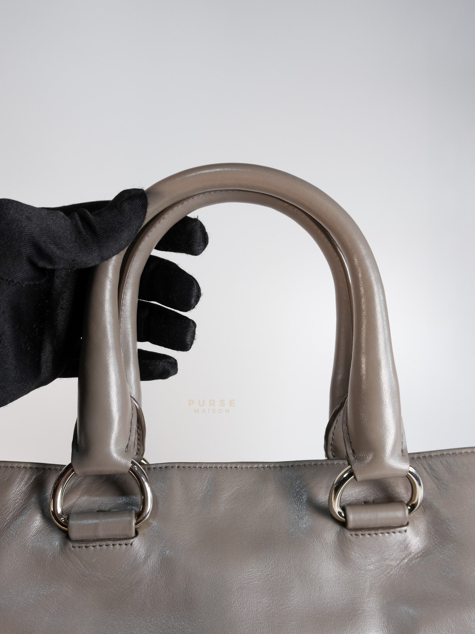 Argilla Large Gray Structured Tote Bag | Purse Maison Luxury Bags Shop