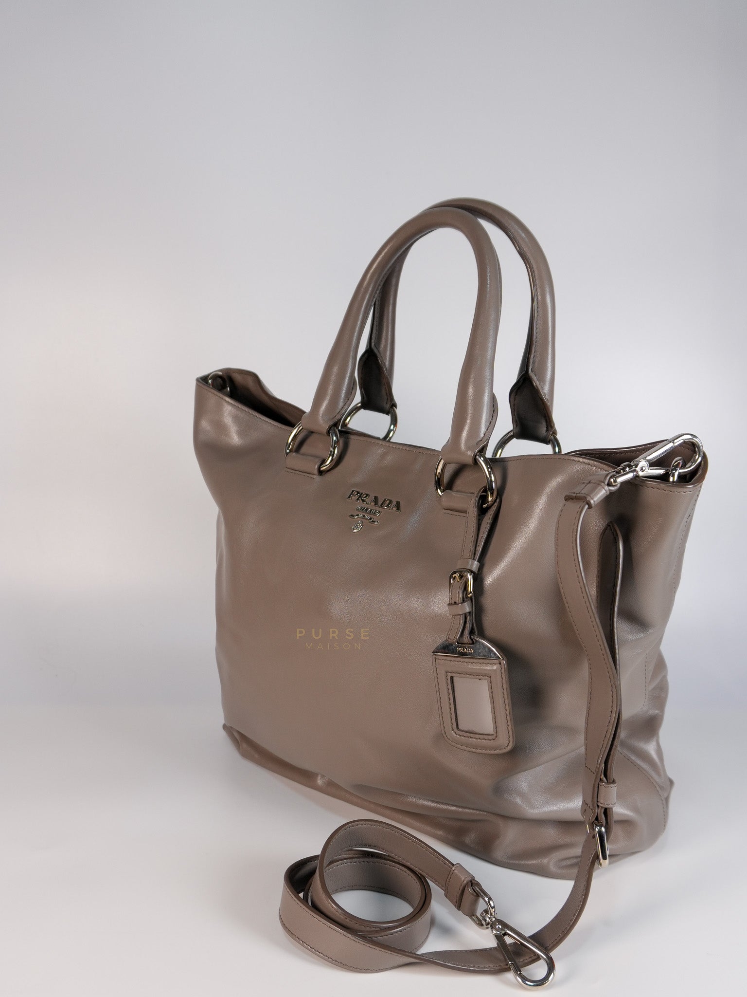 Argilla Large Gray Structured Tote Bag | Purse Maison Luxury Bags Shop
