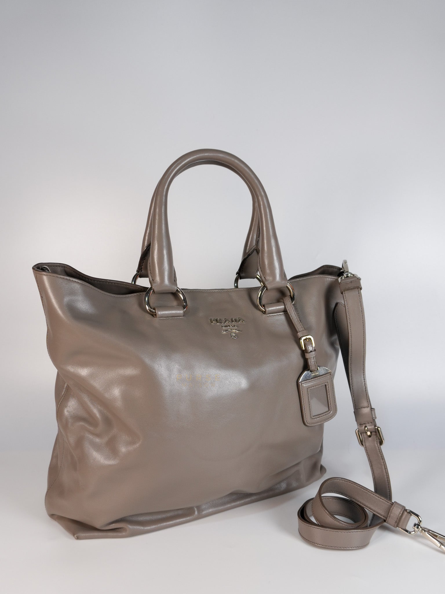 Argilla Large Gray Structured Tote Bag | Purse Maison Luxury Bags Shop