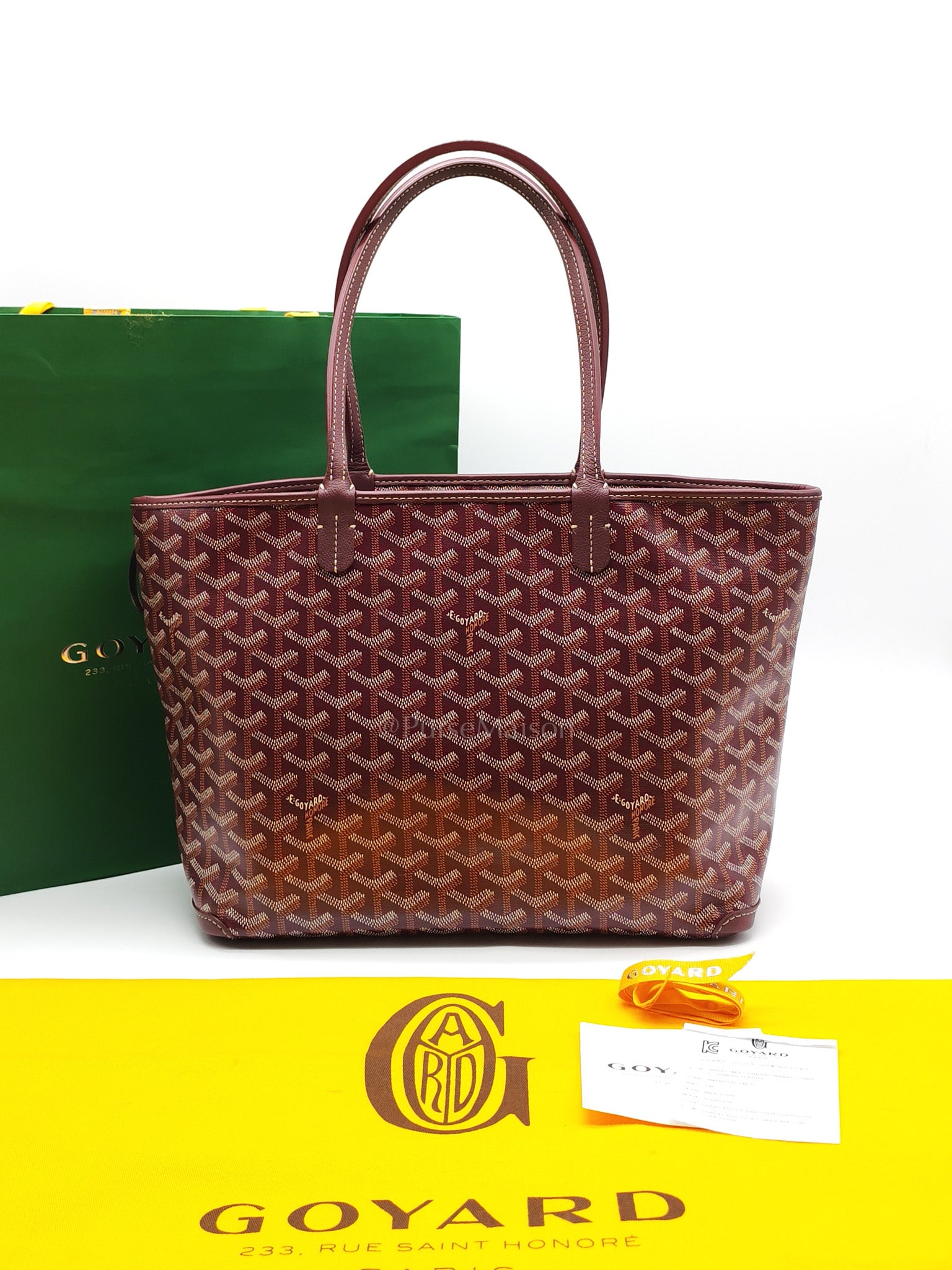 Artois PM in Burgundy Goyardine Canvas | Purse Maison Luxury Bags Shop