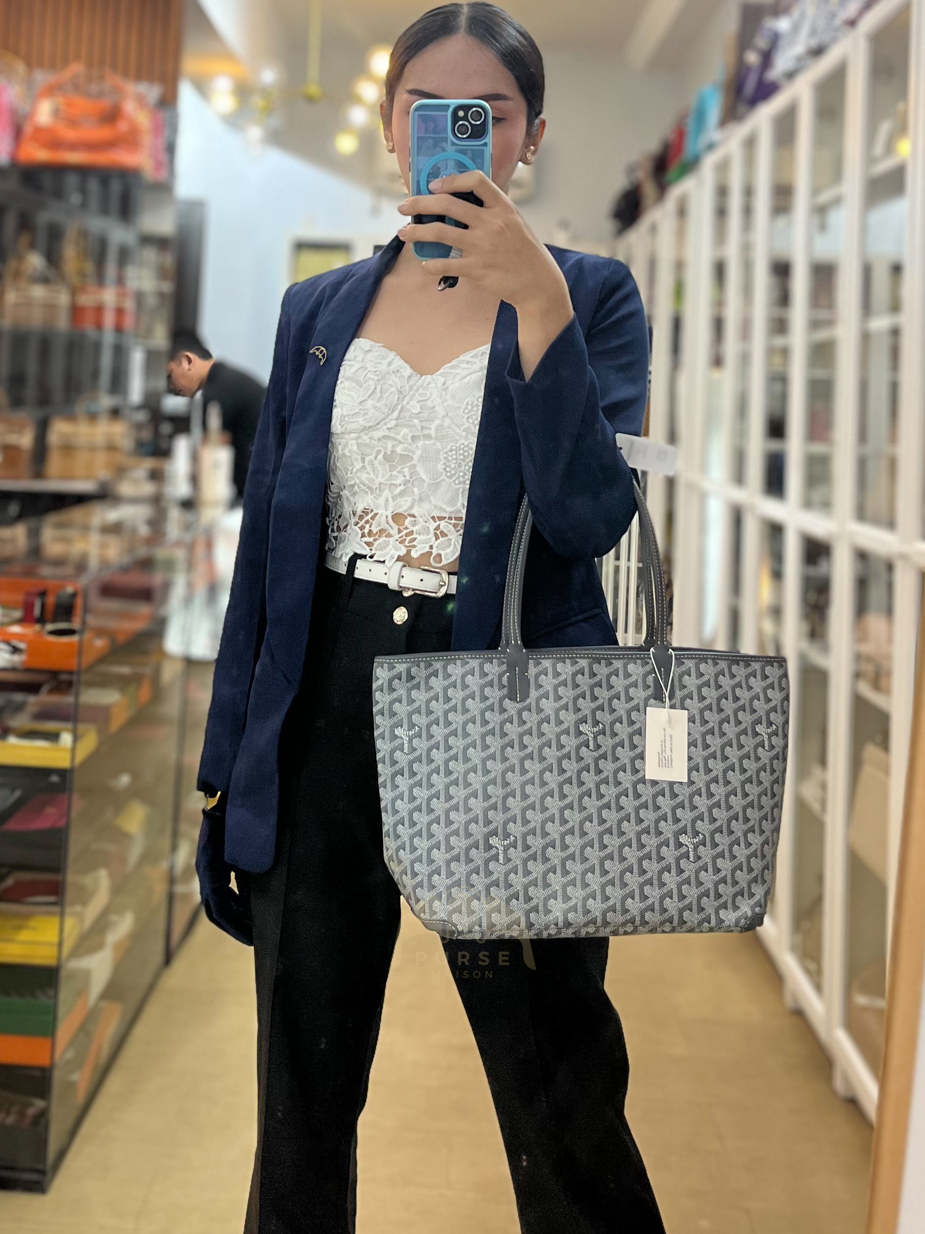 Artois PM Tote Bag in Gray Goyardine Canvas | Purse Maison Luxury Bags Shop