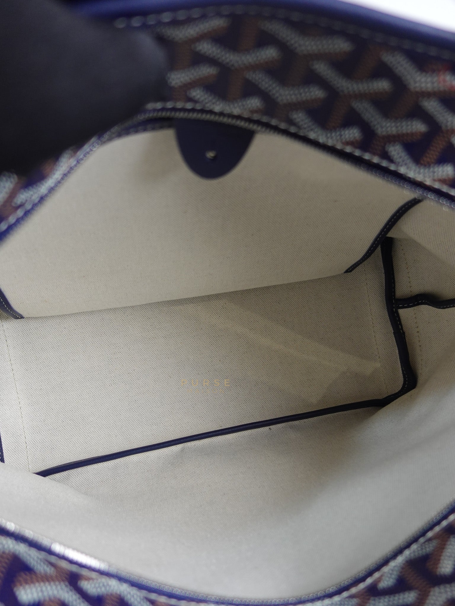 Artois PM Tote Bag in Navy Blue Goyardine Canvas | Purse Maison Luxury Bags Shop