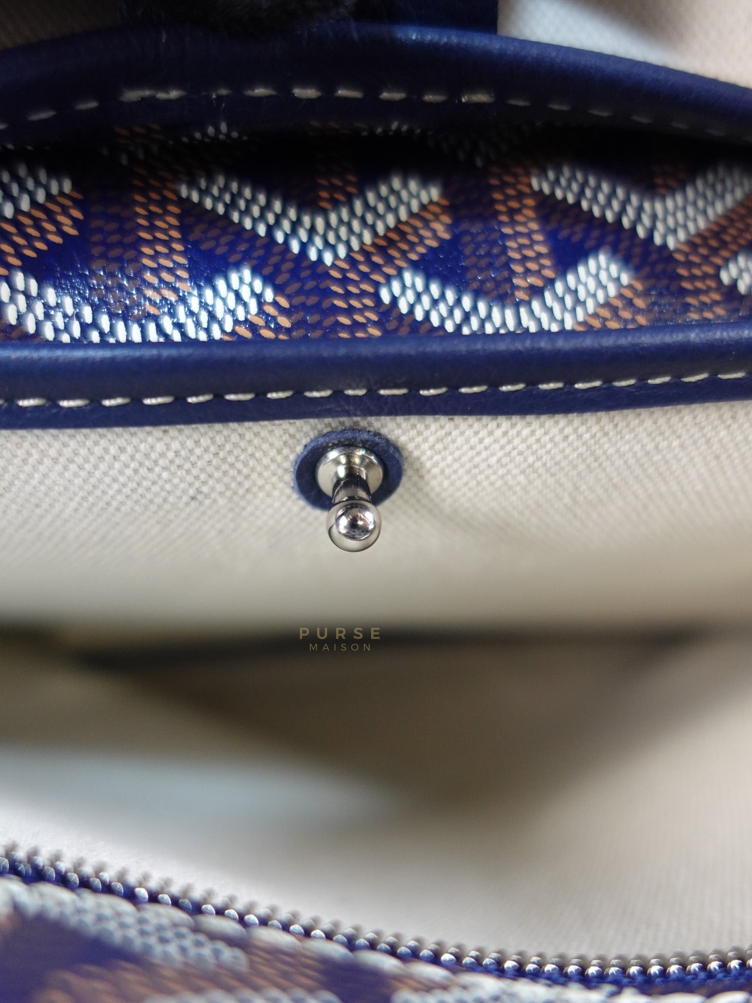 Artois PM Tote Bag in Navy Blue Goyardine Canvas | Purse Maison Luxury Bags Shop