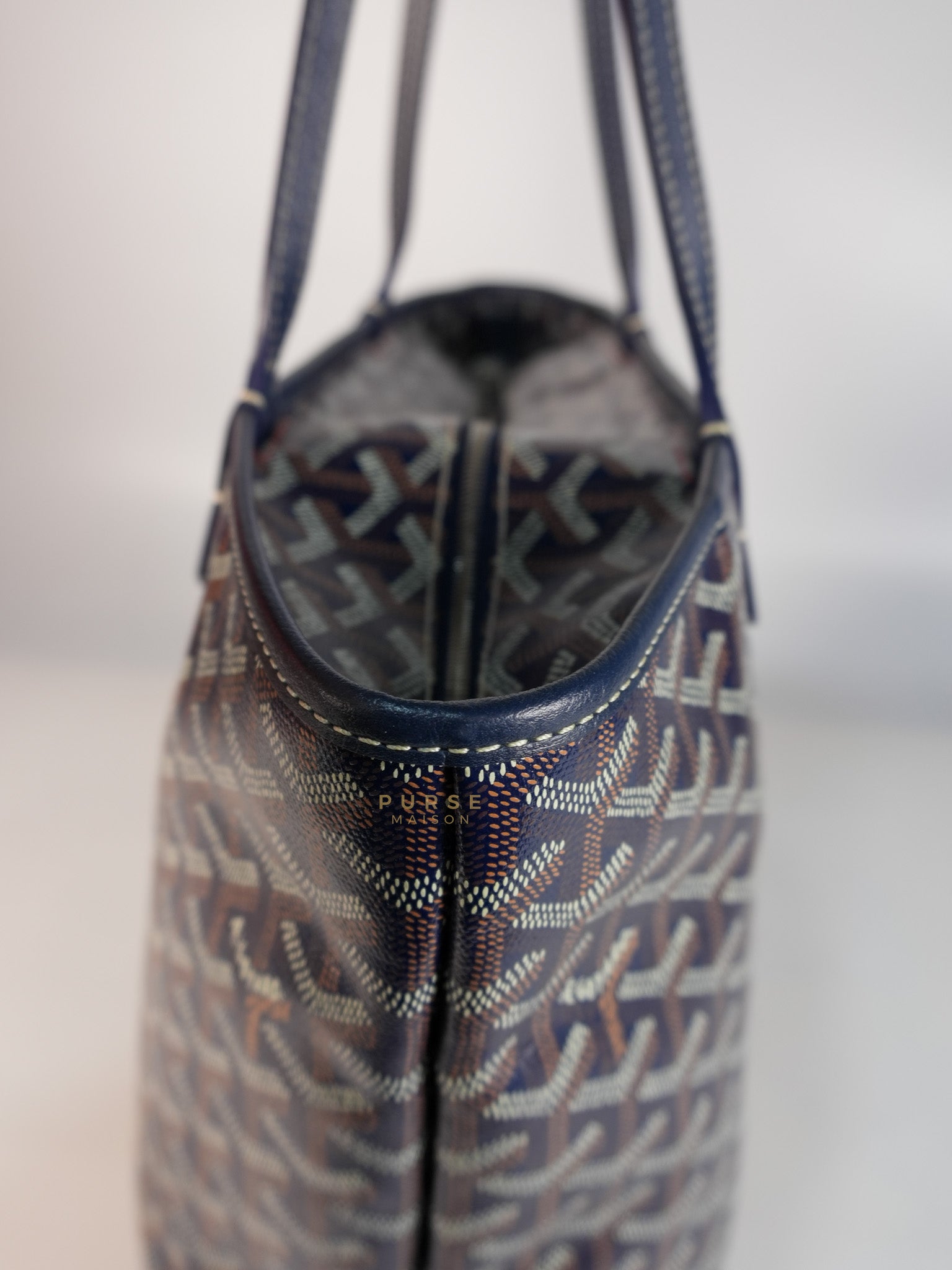 Artois PM Tote Bag in Navy Blue Goyardine Canvas | Purse Maison Luxury Bags Shop