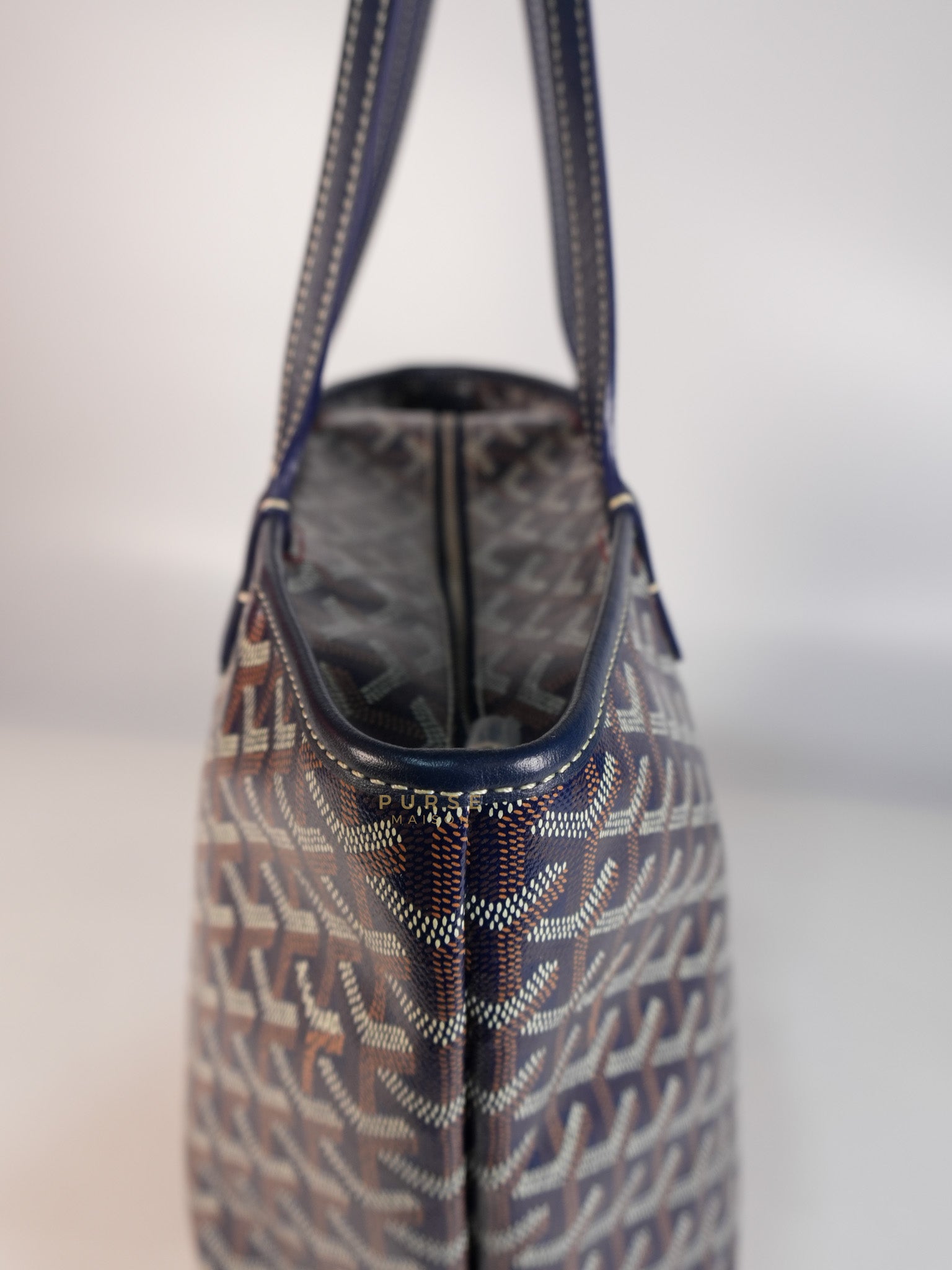 Artois PM Tote Bag in Navy Blue Goyardine Canvas | Purse Maison Luxury Bags Shop