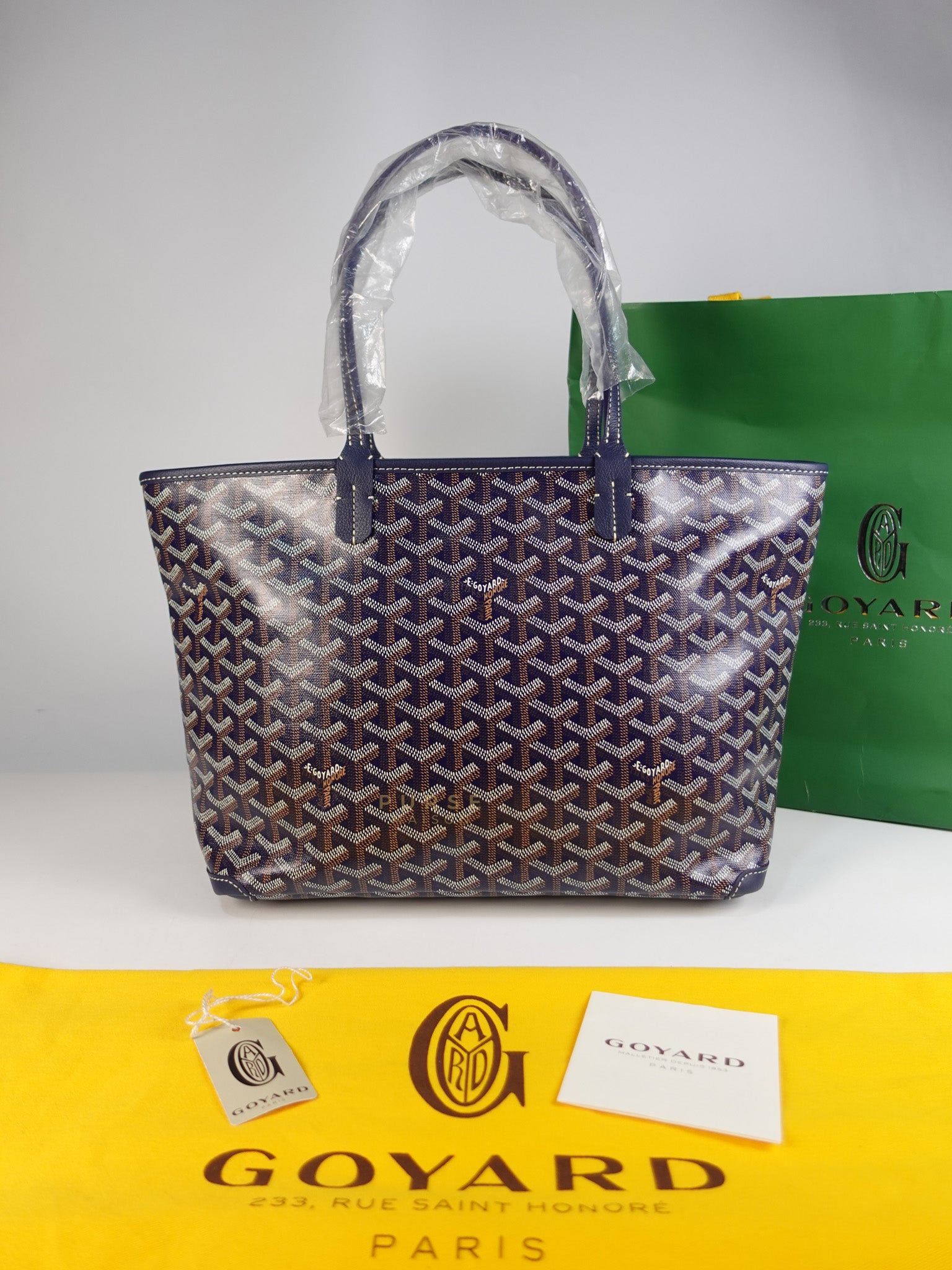Artois PM Tote Bag in Navy Blue Goyardine Canvas | Purse Maison Luxury Bags Shop