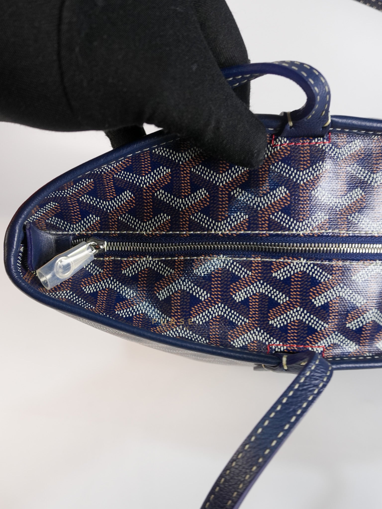 Artois PM Tote Bag in Navy Blue Goyardine Canvas | Purse Maison Luxury Bags Shop