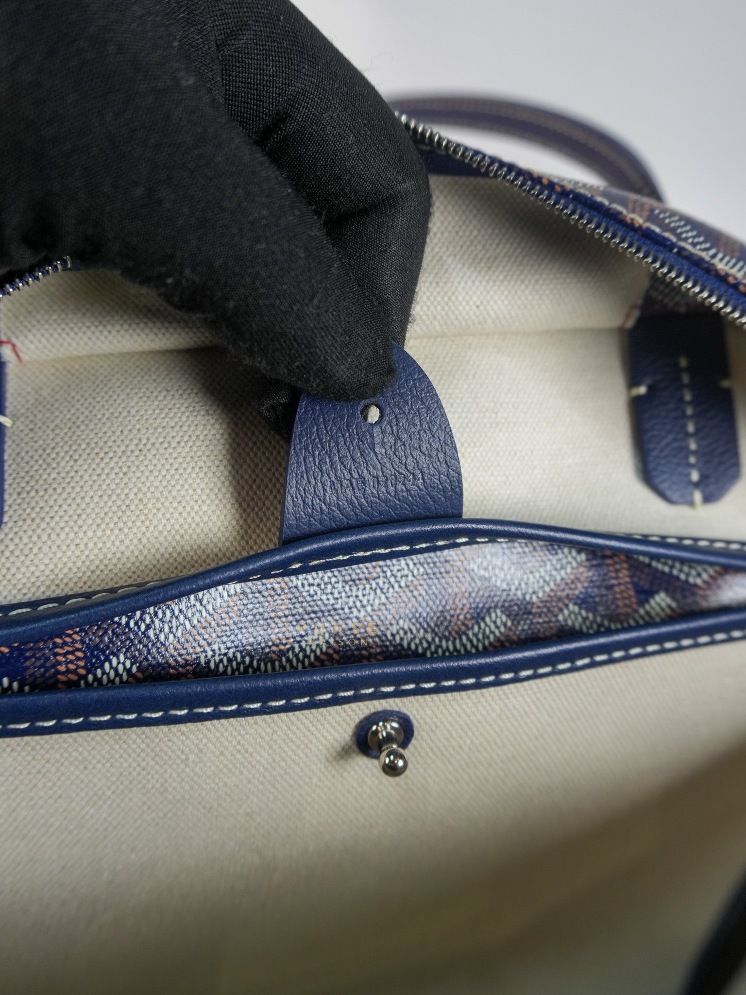 Artois PM Tote Bag in Navy Blue Goyardine Canvas | Purse Maison Luxury Bags Shop