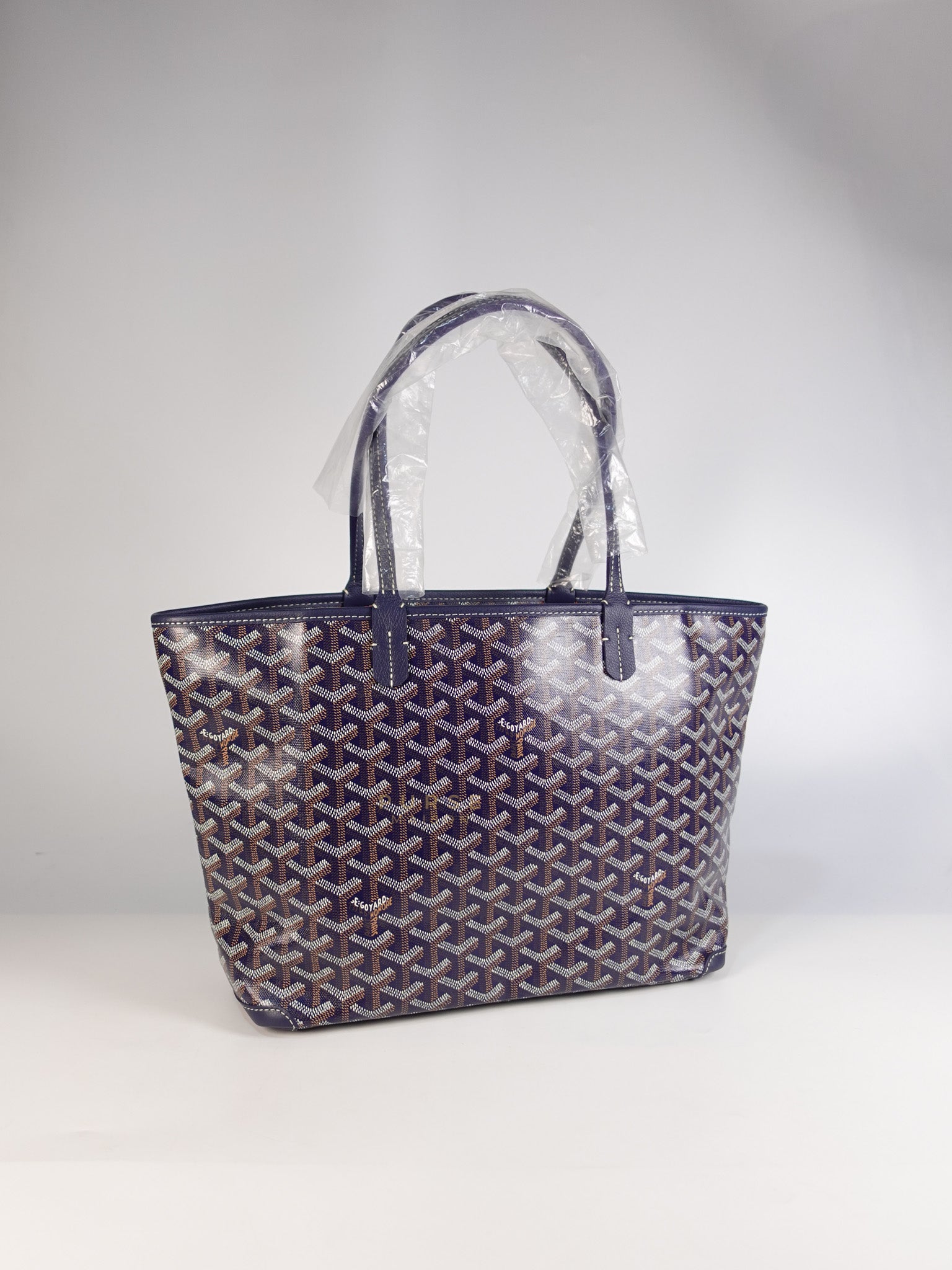 Artois PM Tote Bag in Navy Blue Goyardine Canvas | Purse Maison Luxury Bags Shop