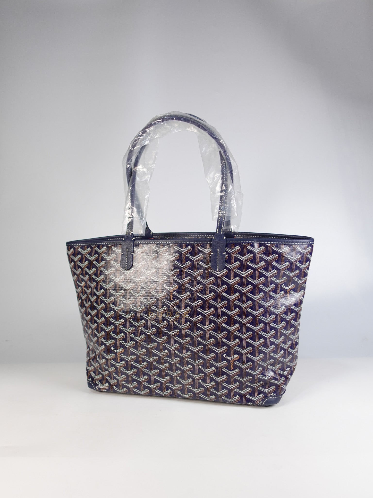 Artois PM Tote Bag in Navy Blue Goyardine Canvas | Purse Maison Luxury Bags Shop