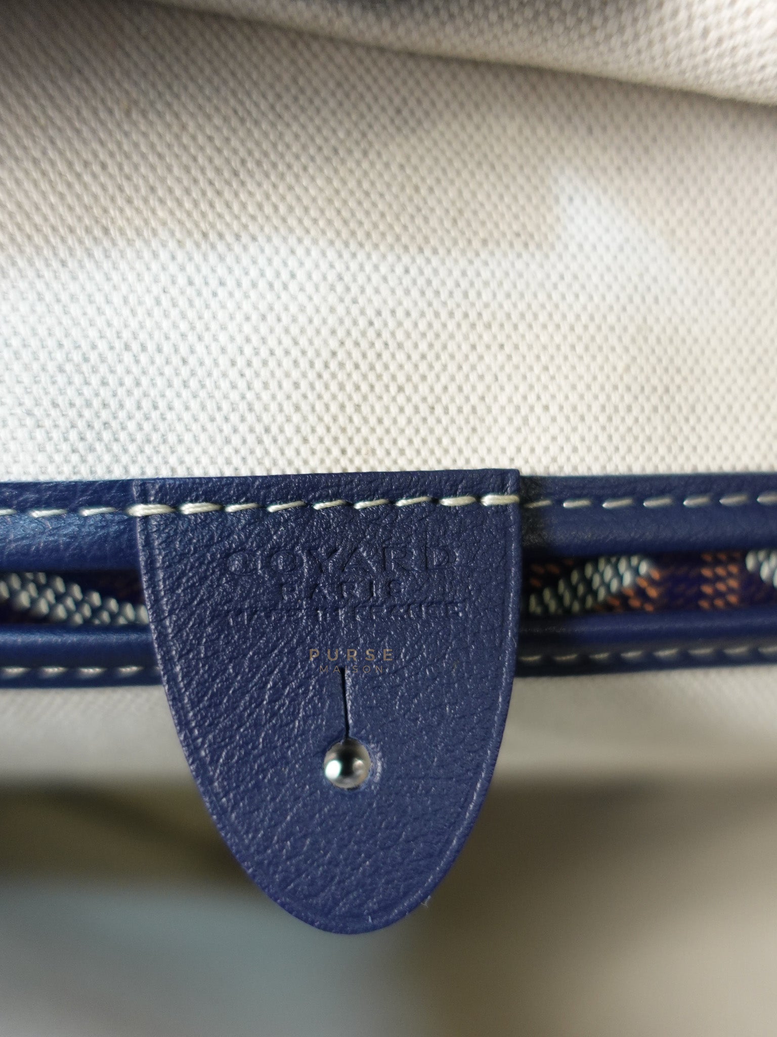 Artois PM Tote Bag in Navy Blue Goyardine Canvas | Purse Maison Luxury Bags Shop