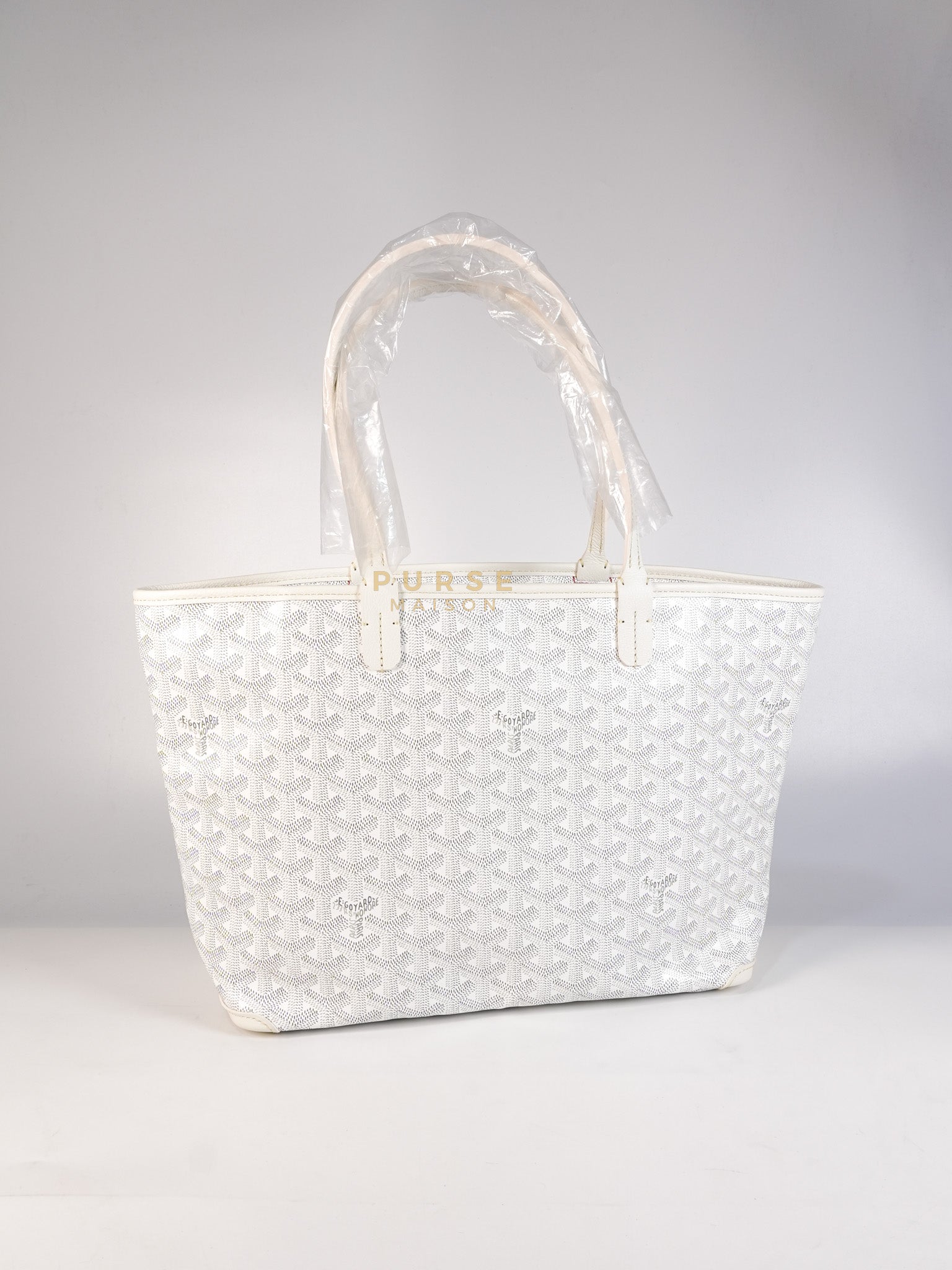 Artois PM Tote Bag in White Goyardine Canvas | Purse Maison Luxury Bags Shop