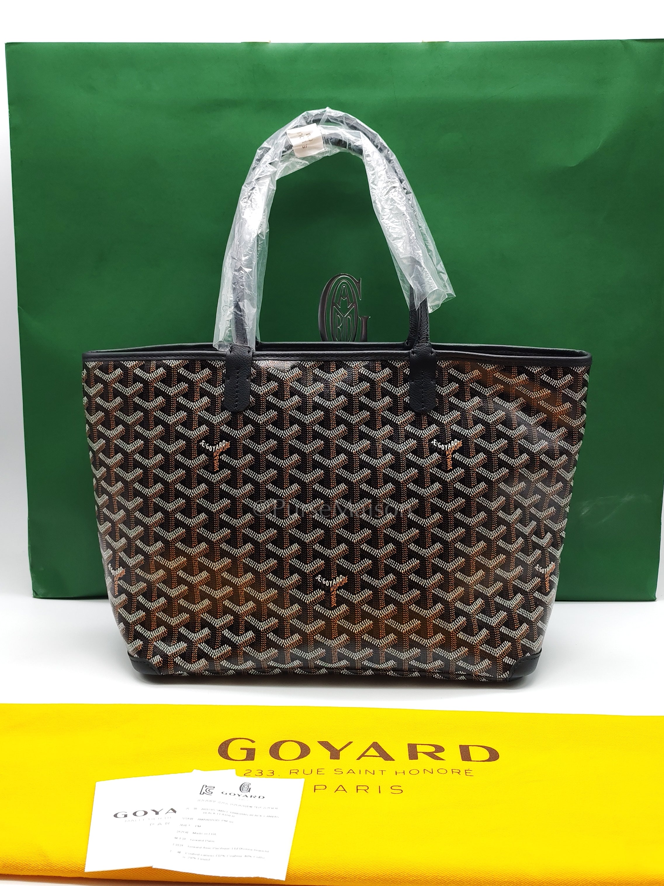 Artois PM Tote in Black Goyardine Canvas | Purse Maison Luxury Bags Shop