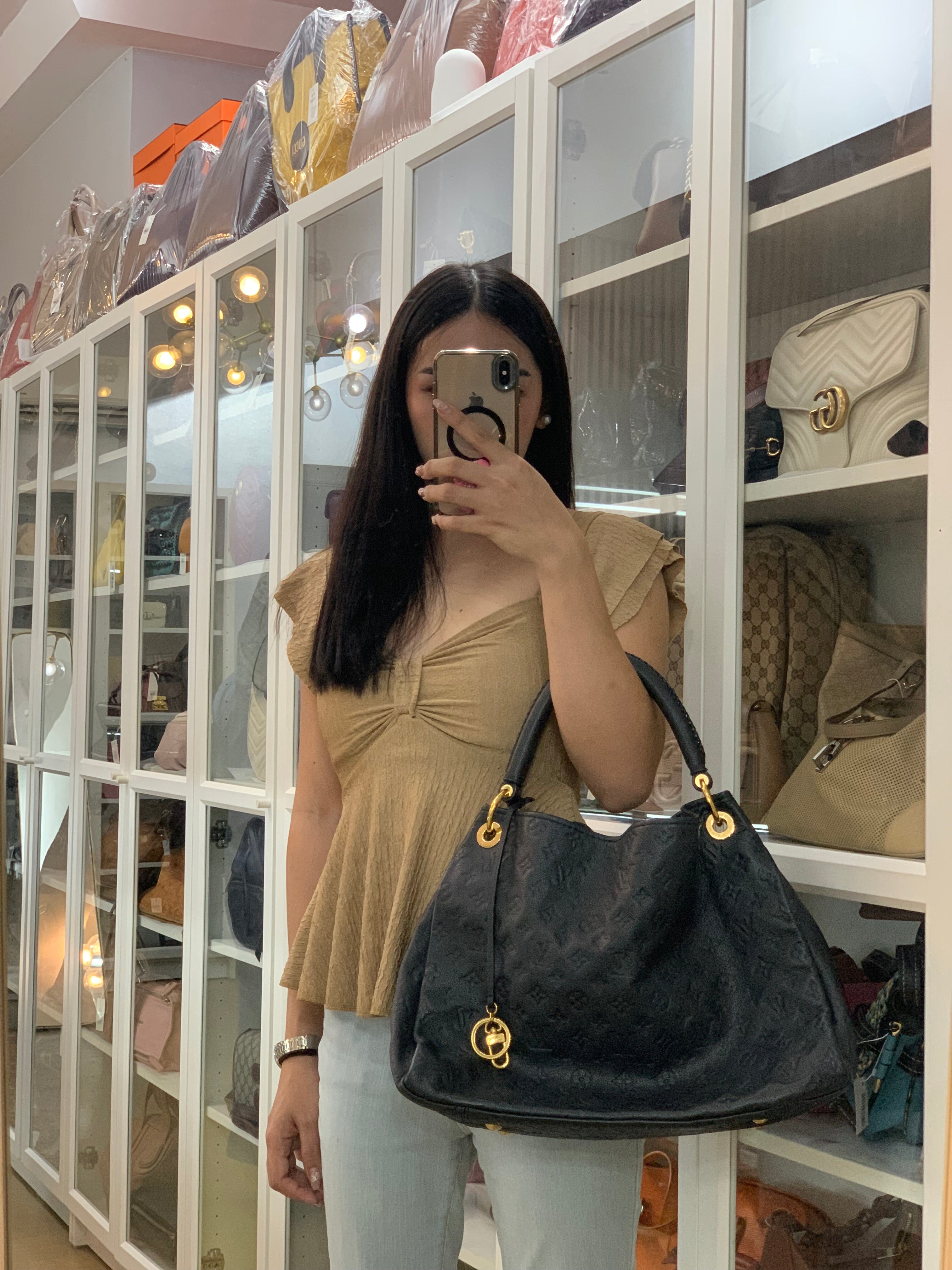 Artsy MM Tote Bag in Dark Blue Monogram Empreinte Canvas Gold Hardware (Date Code: CR3101) | Purse Maison Luxury Bags Shop